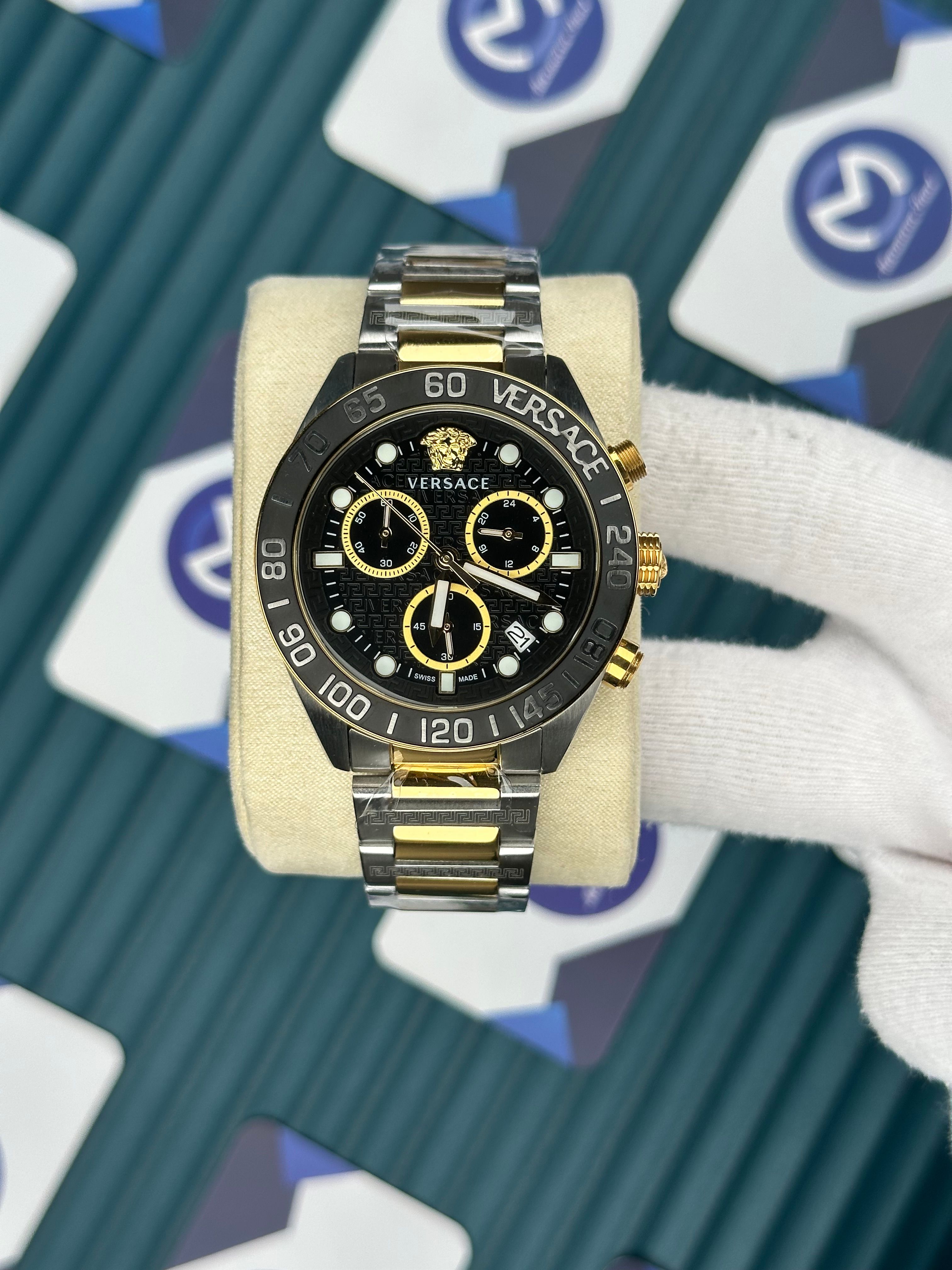Versace Gold-Silver Yeni Nesil Fonksiyonlu Siyah Kadran