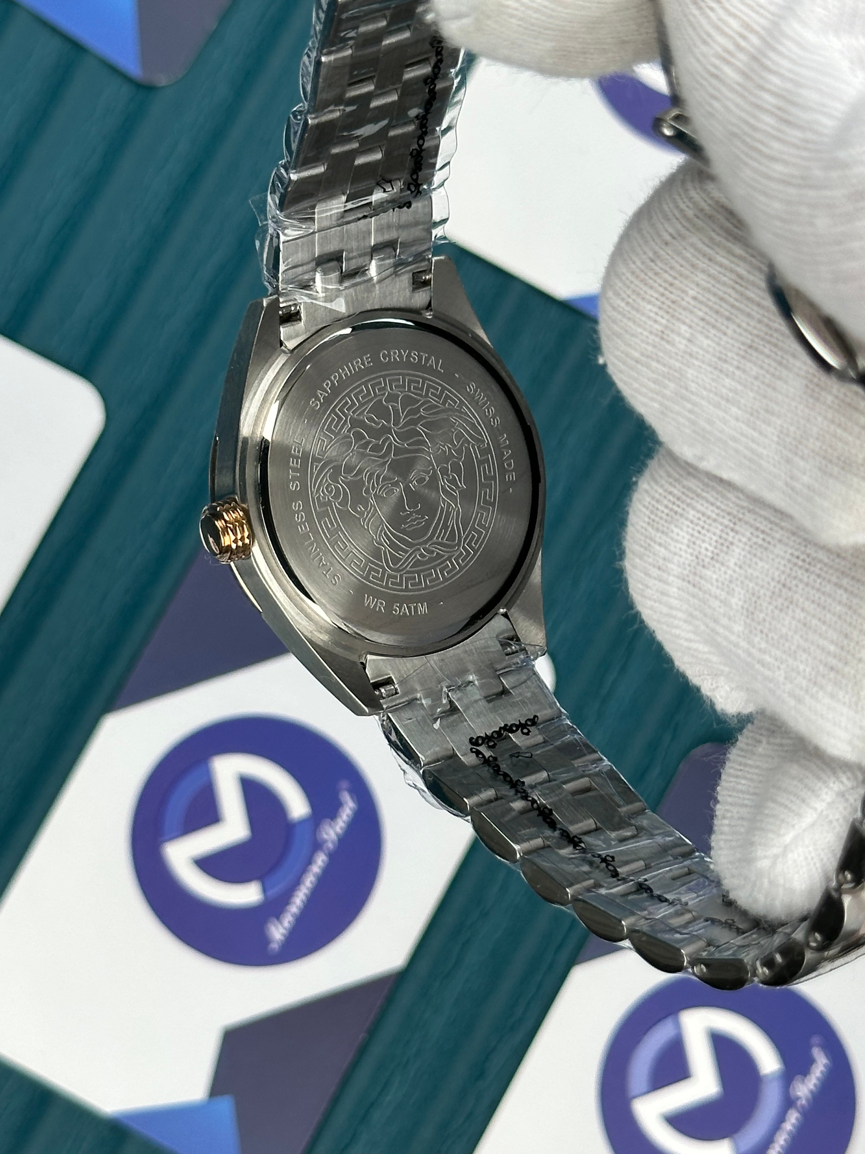 VERSACE 36 GREEN DIAL ROSE-SILVER JUBILE