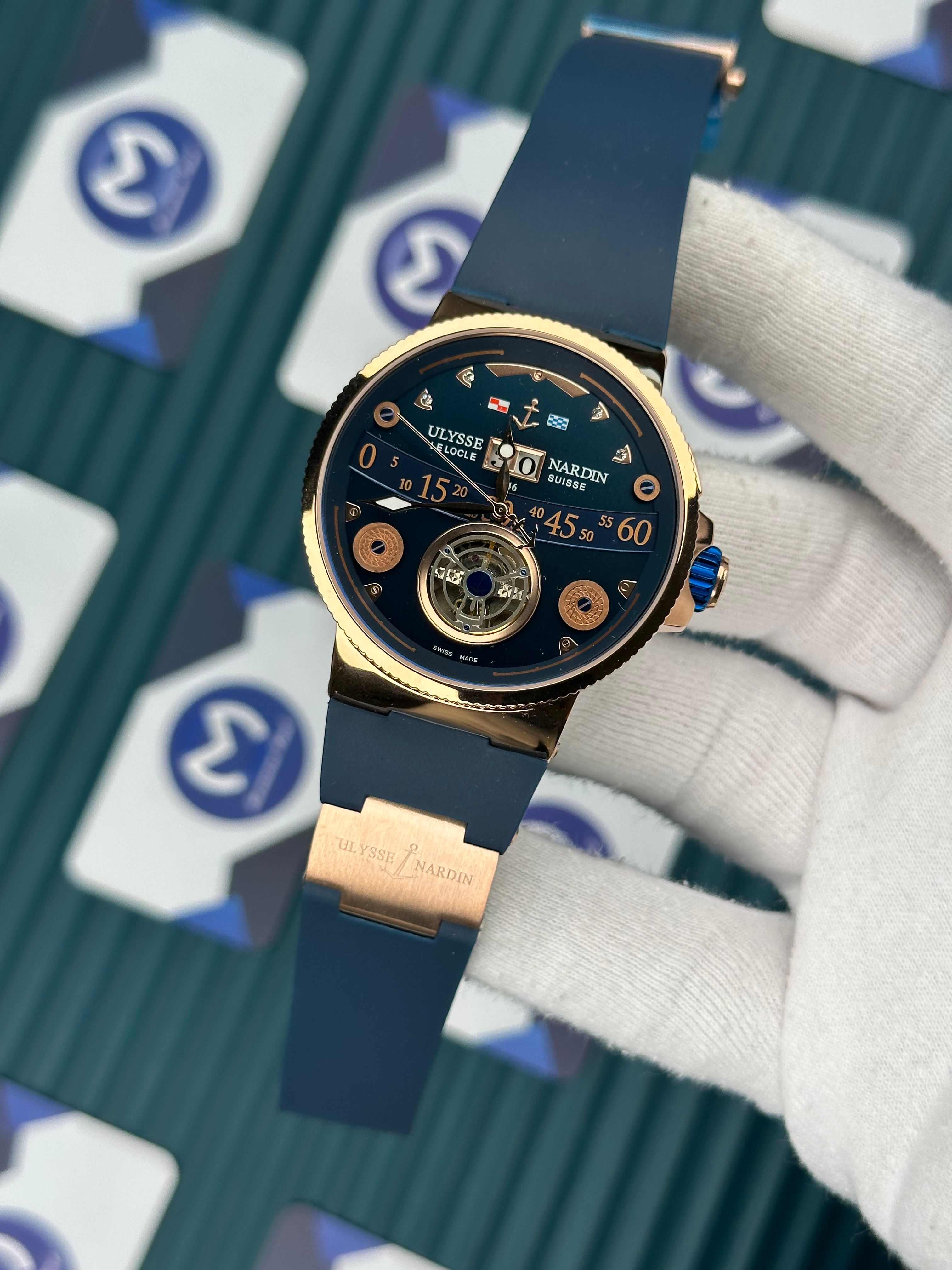 Ulysse Nardin Marine Chronograph Blue Tourbillon Rose Case
