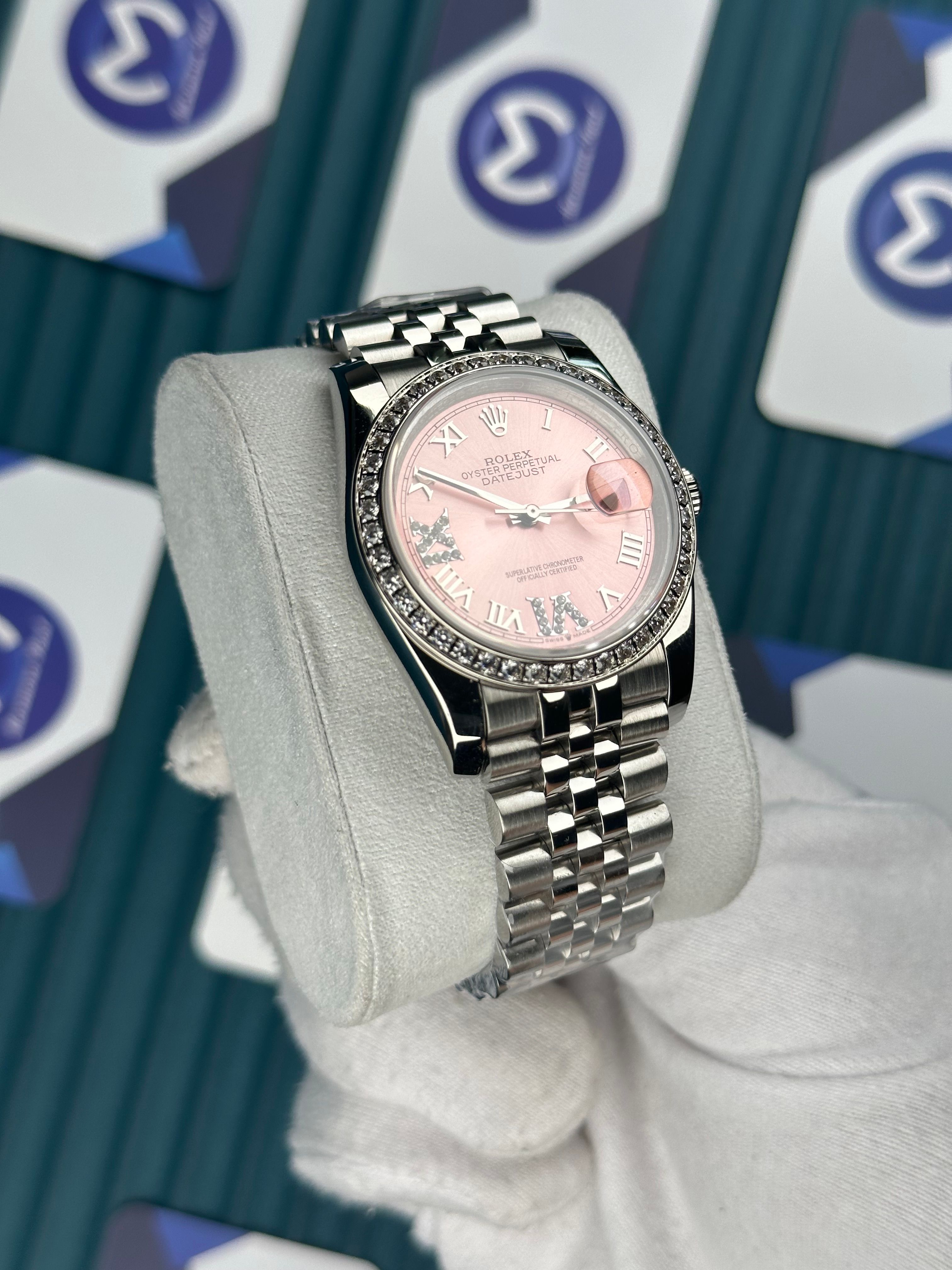ROLEX 36 PEMBE KADRAN PIRLANTA BEZEL SILVER JUBILEE