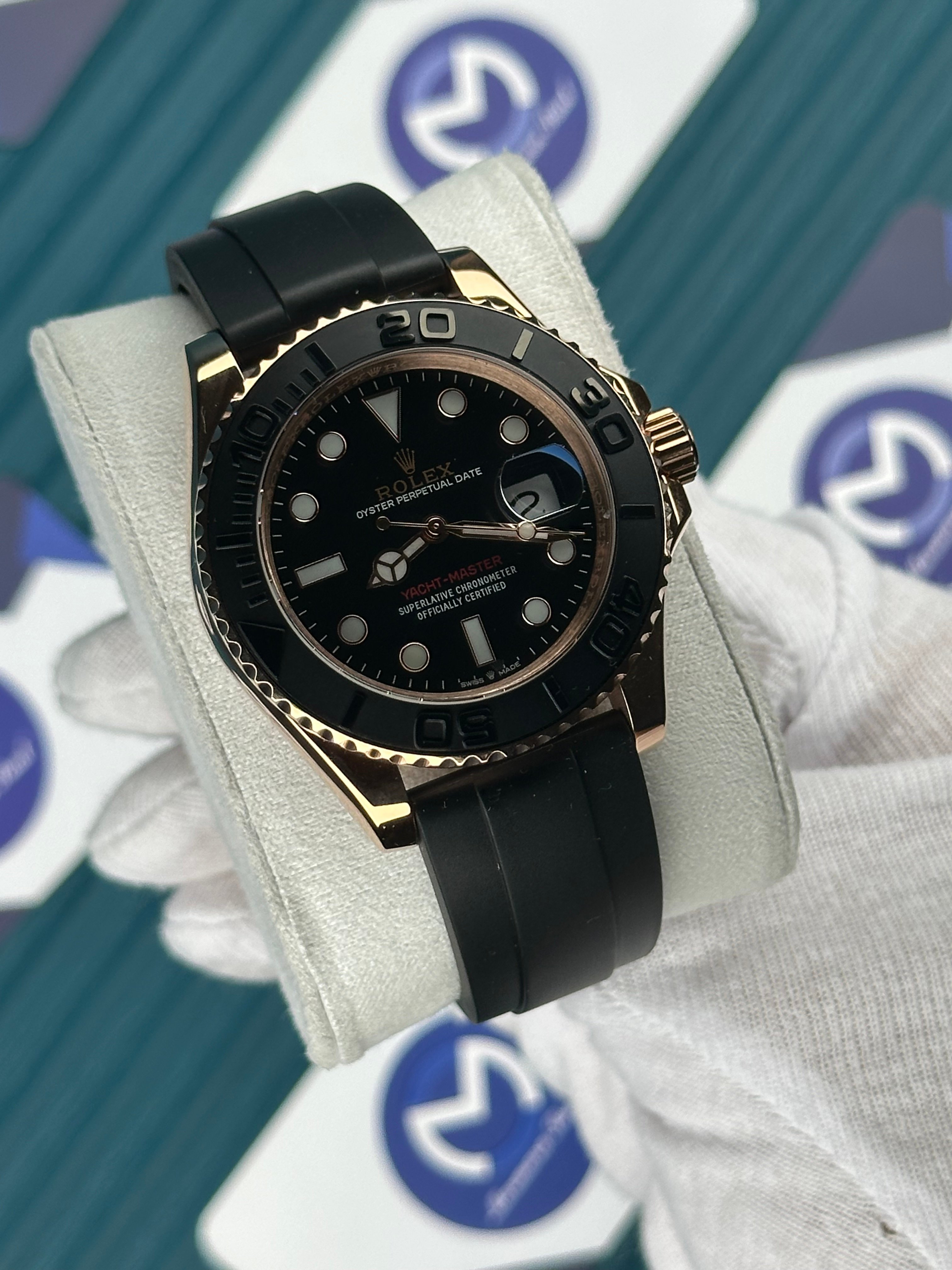ROLEX YACHT-MASTER ROSE CASE BLACK OYSTERFLEX