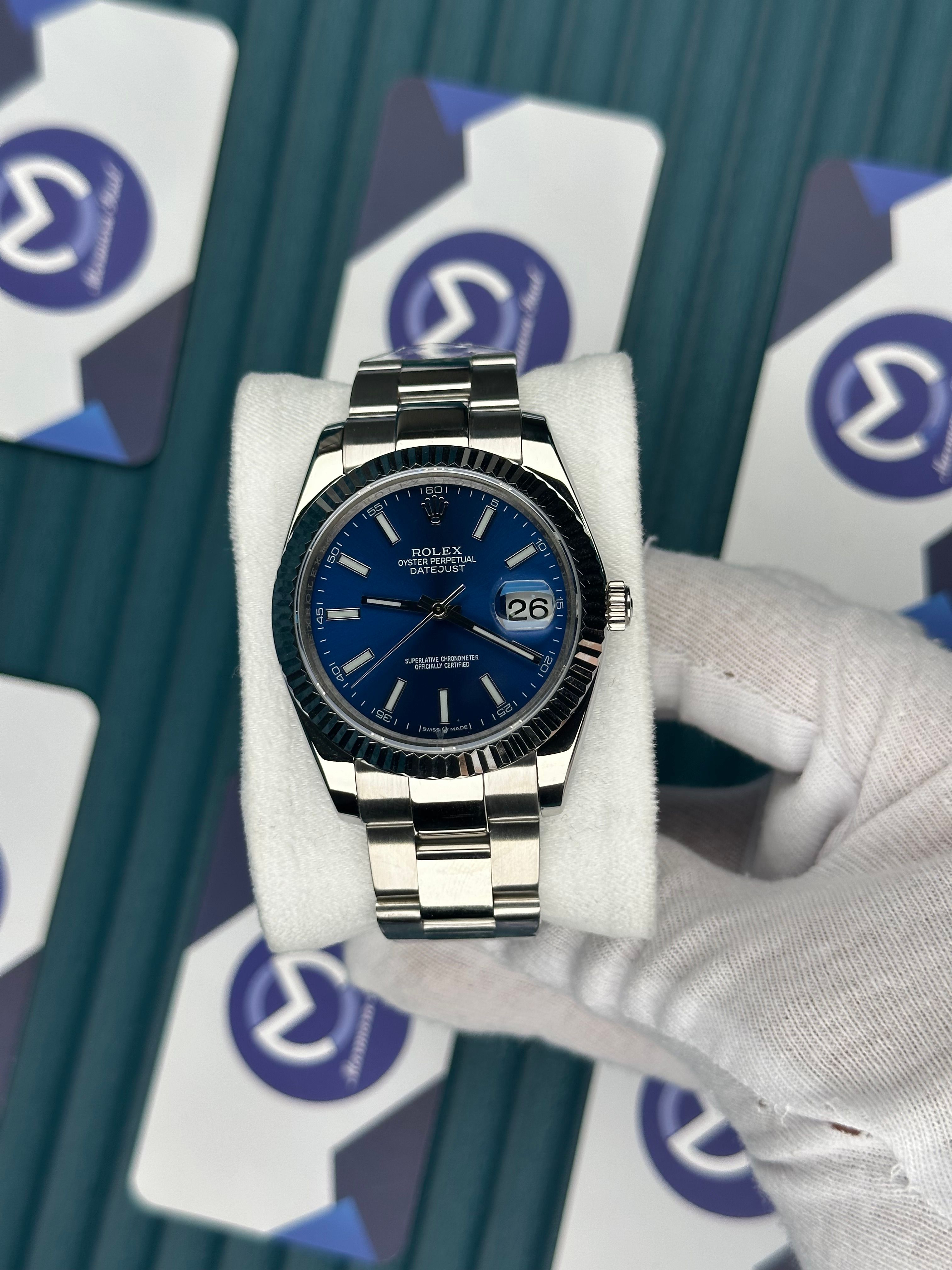 ROLEX DATEJUST BLUE DIAL SILVER OYSTER