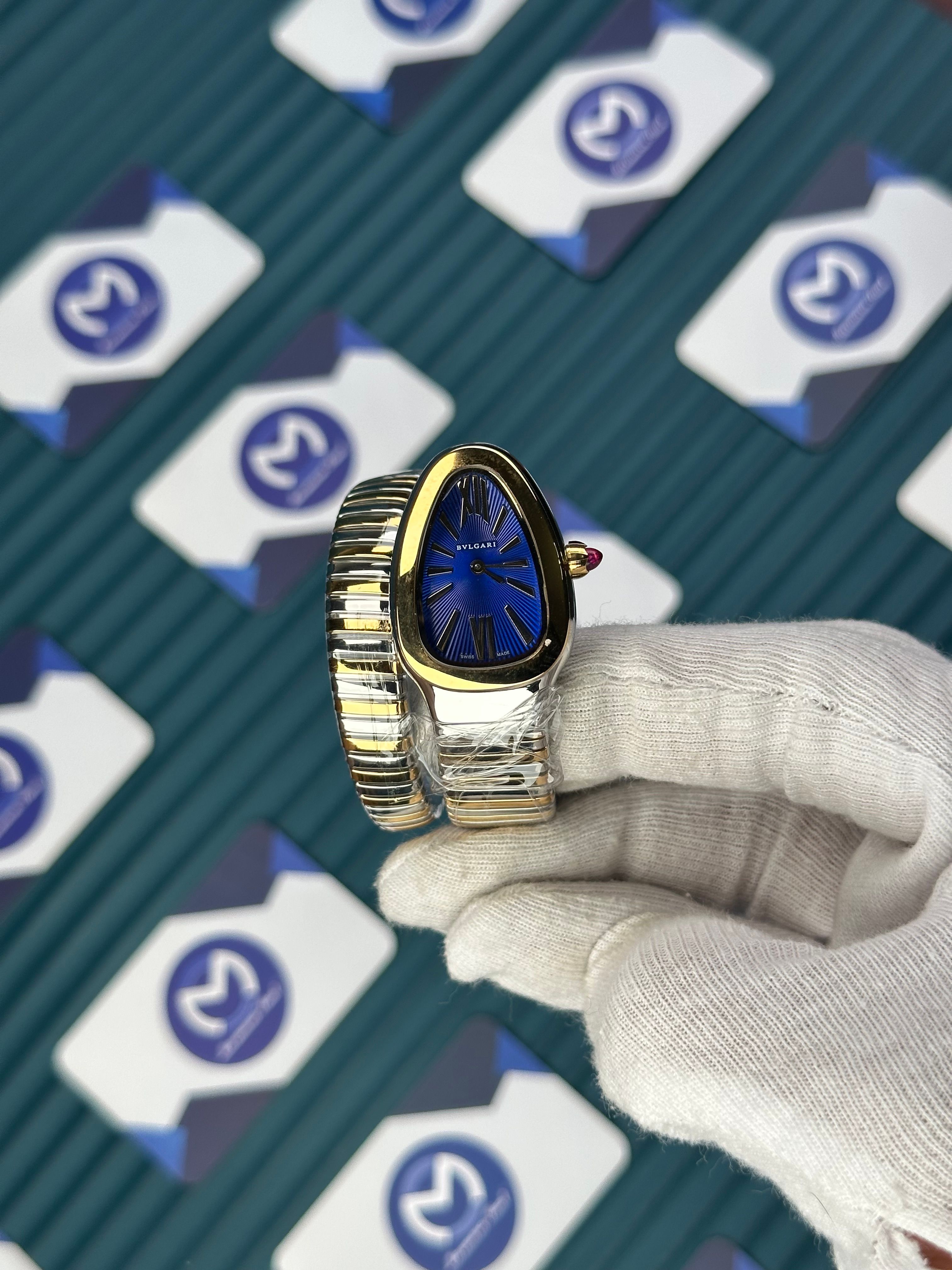 BVLGARI SERPENTI BLUE DIAL GOLD-SILVER SHORT TUBOGAS