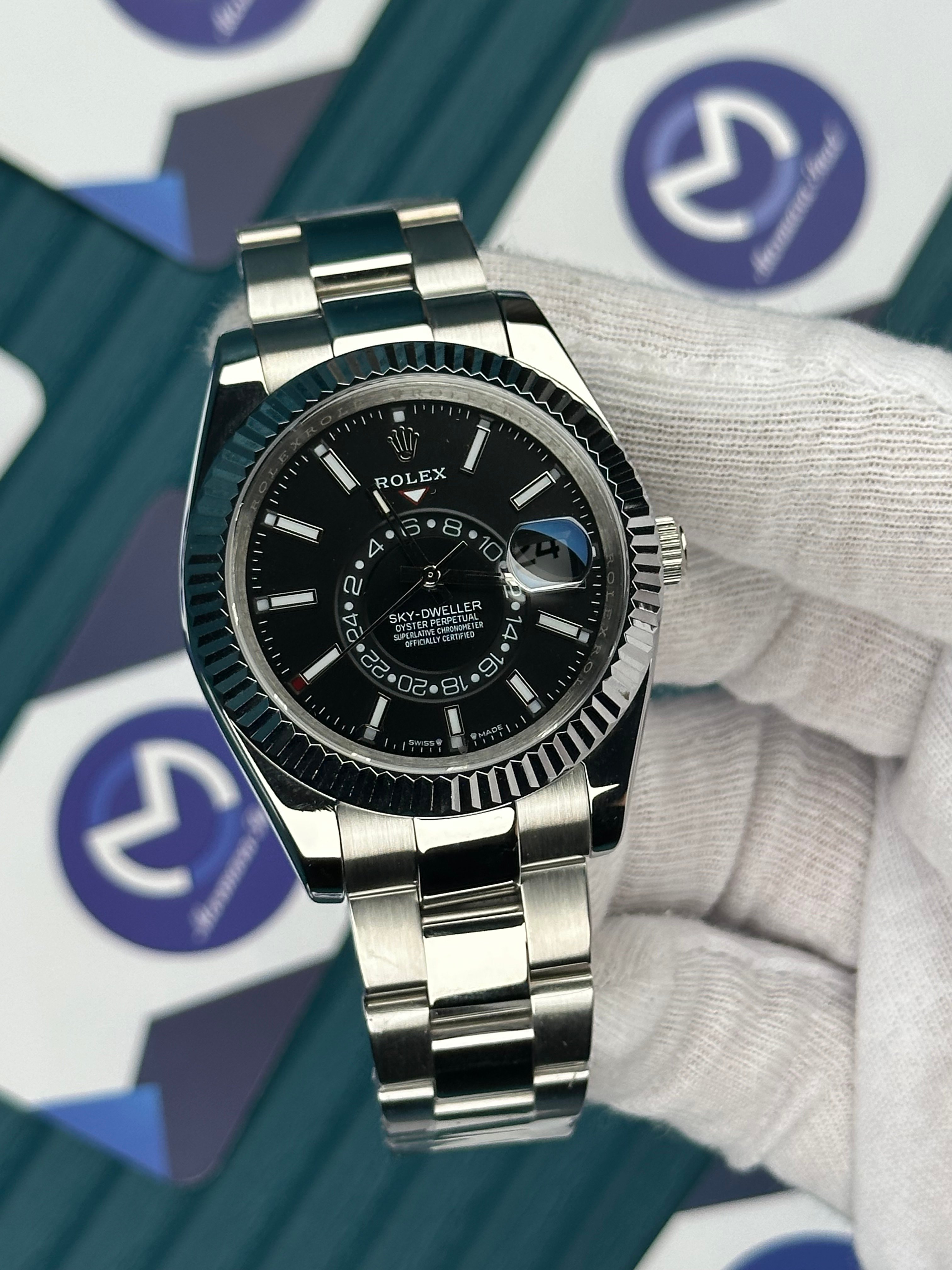 ROLEX SKY-DWELLER BLACK DIAL SILVER OYSTER