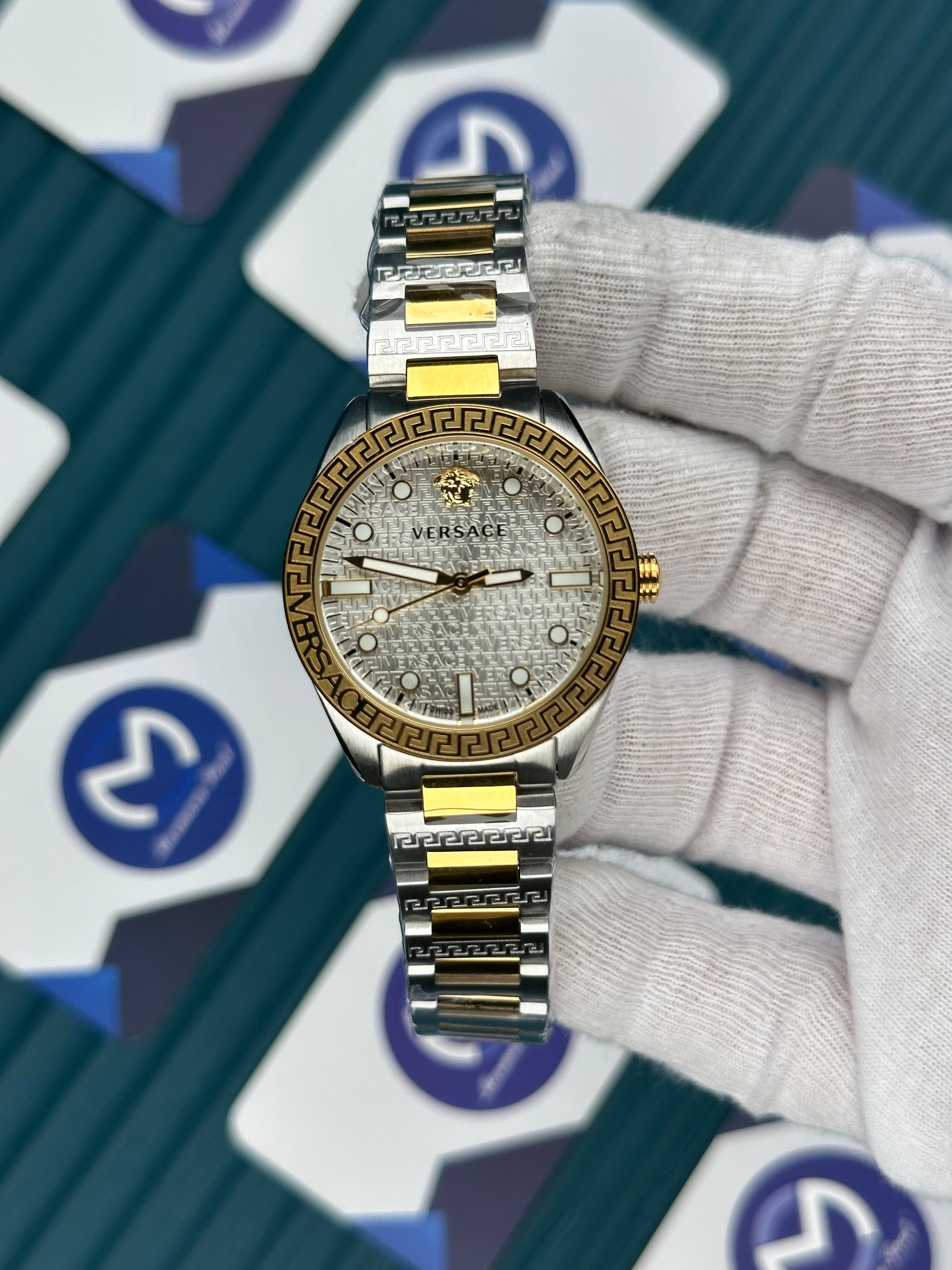 VERSACE 36 DESENLİ BEYAZ KADRAN GOLD-SILVER