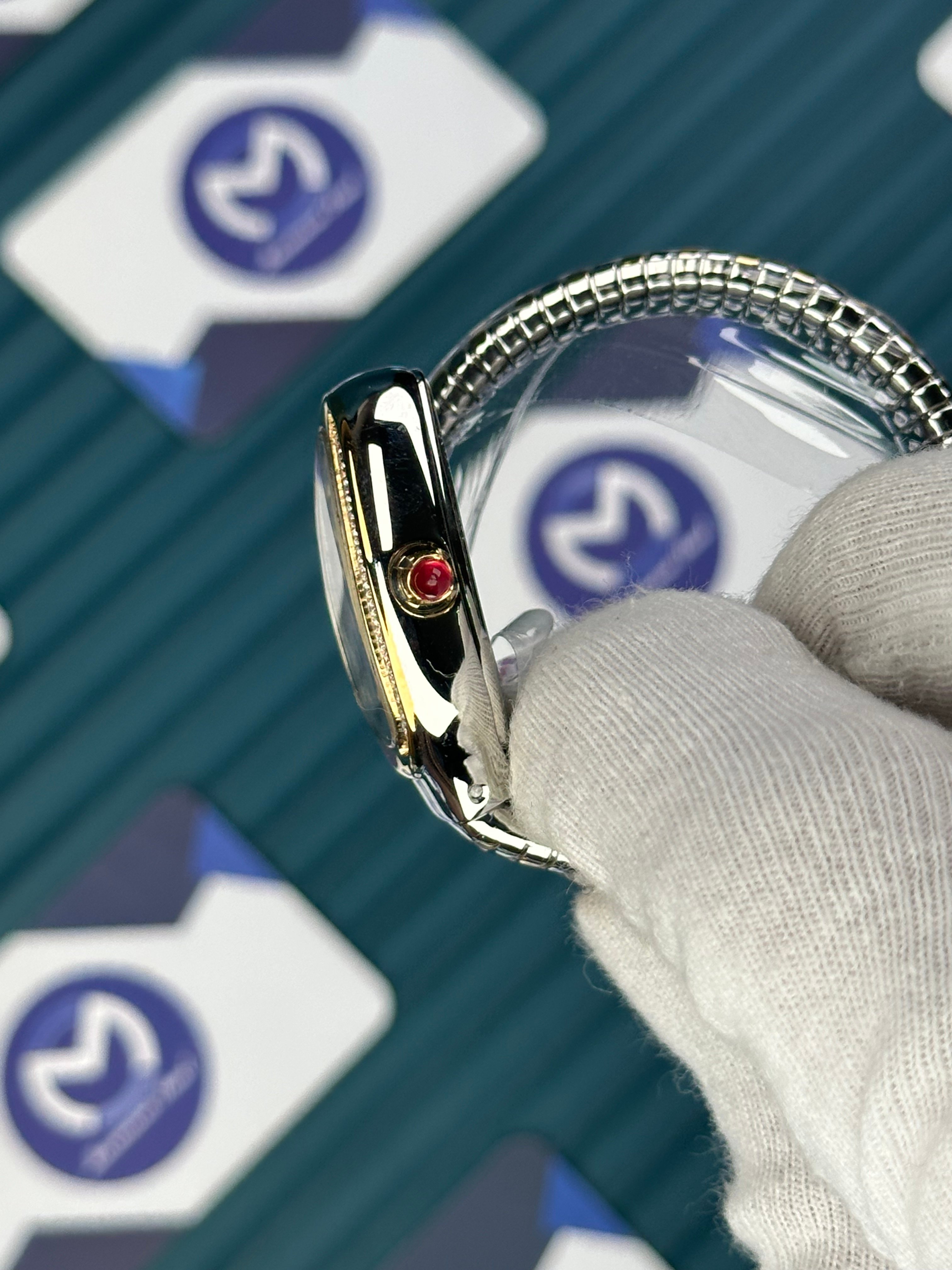 BVLGARI SERPENTI BLUE DIAL DIAMOND BEZEL GOLD-SILVER SHORT TUBOGAS