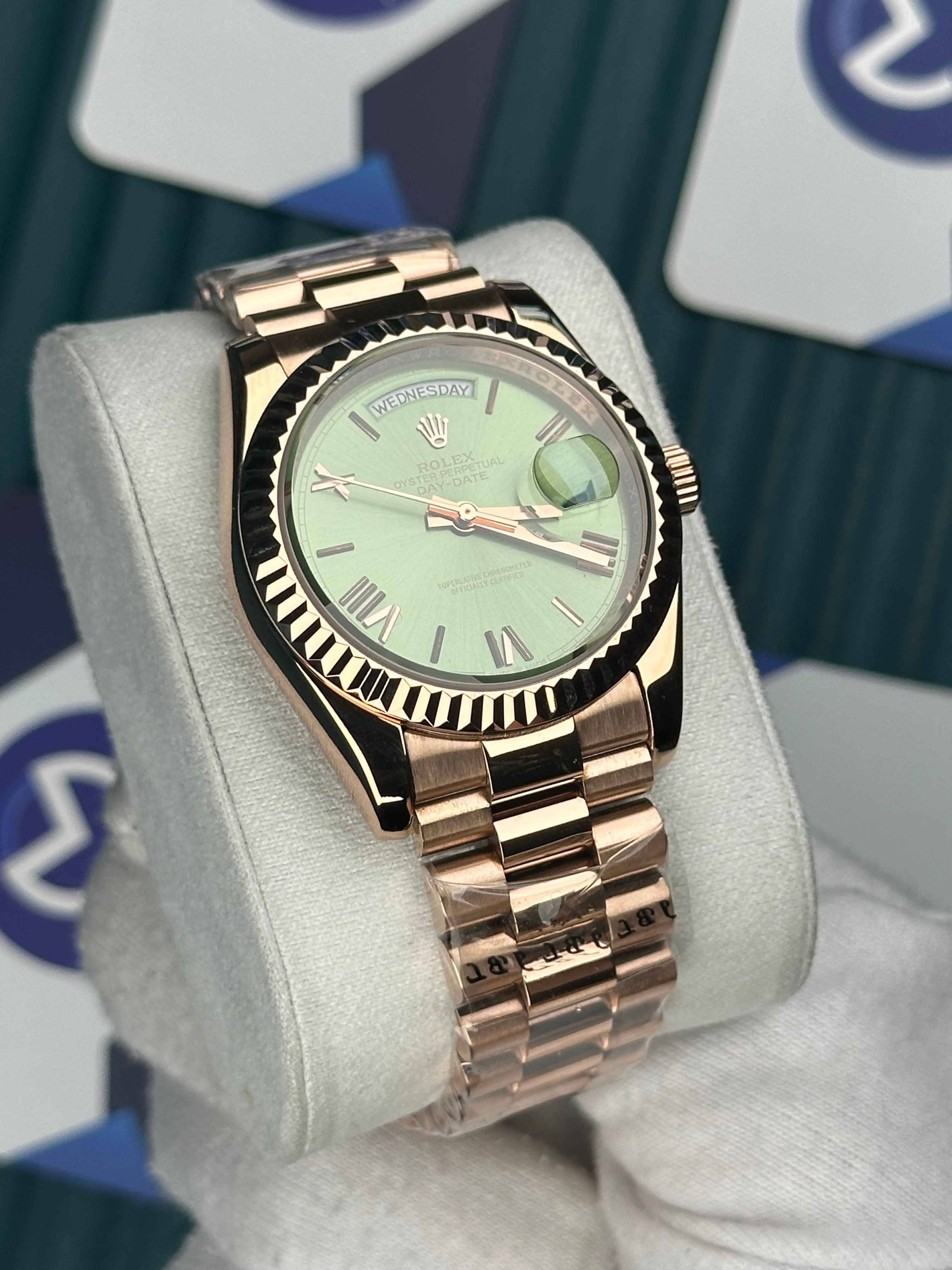 ROLEX 36 DAYDATE GREEN DIAL ROSE PRESIDENT