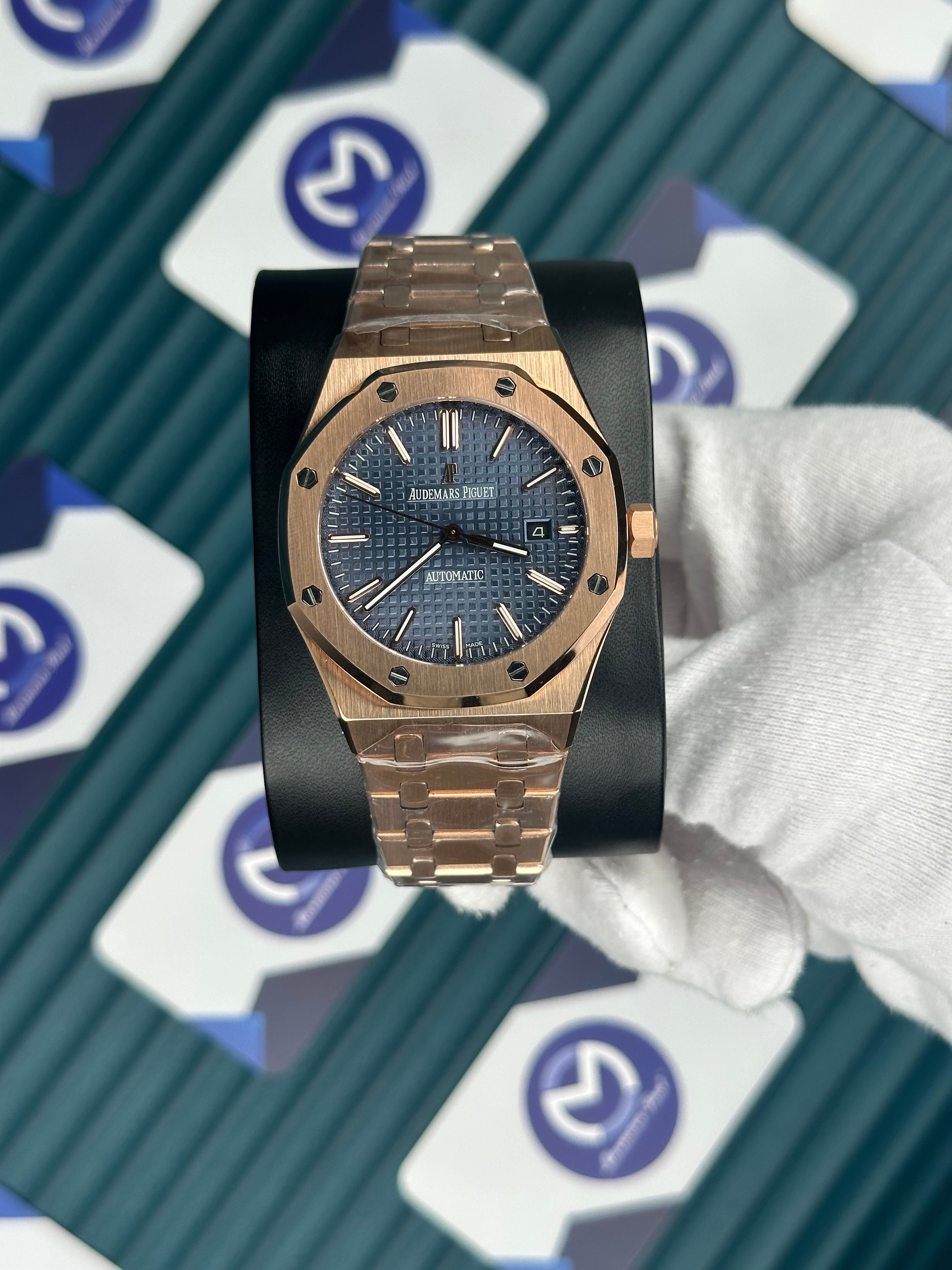 Audemars Piguet Rose Gold Kordon Mavi Kadran Automatic
