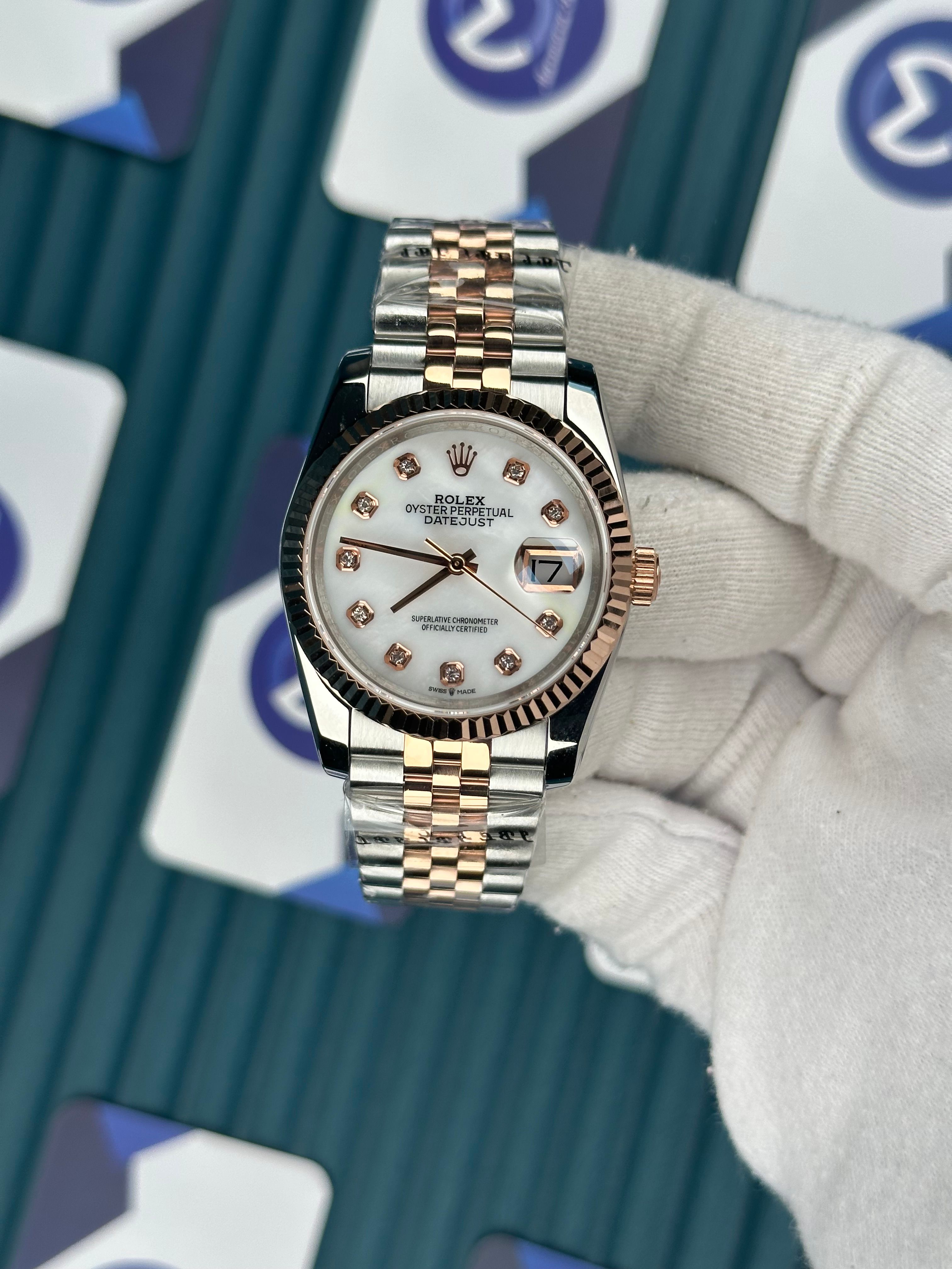 ROLEX 36 BEYAZ KADRAN PIRLANTA INDEX ROSE-SILVER JUBILEE