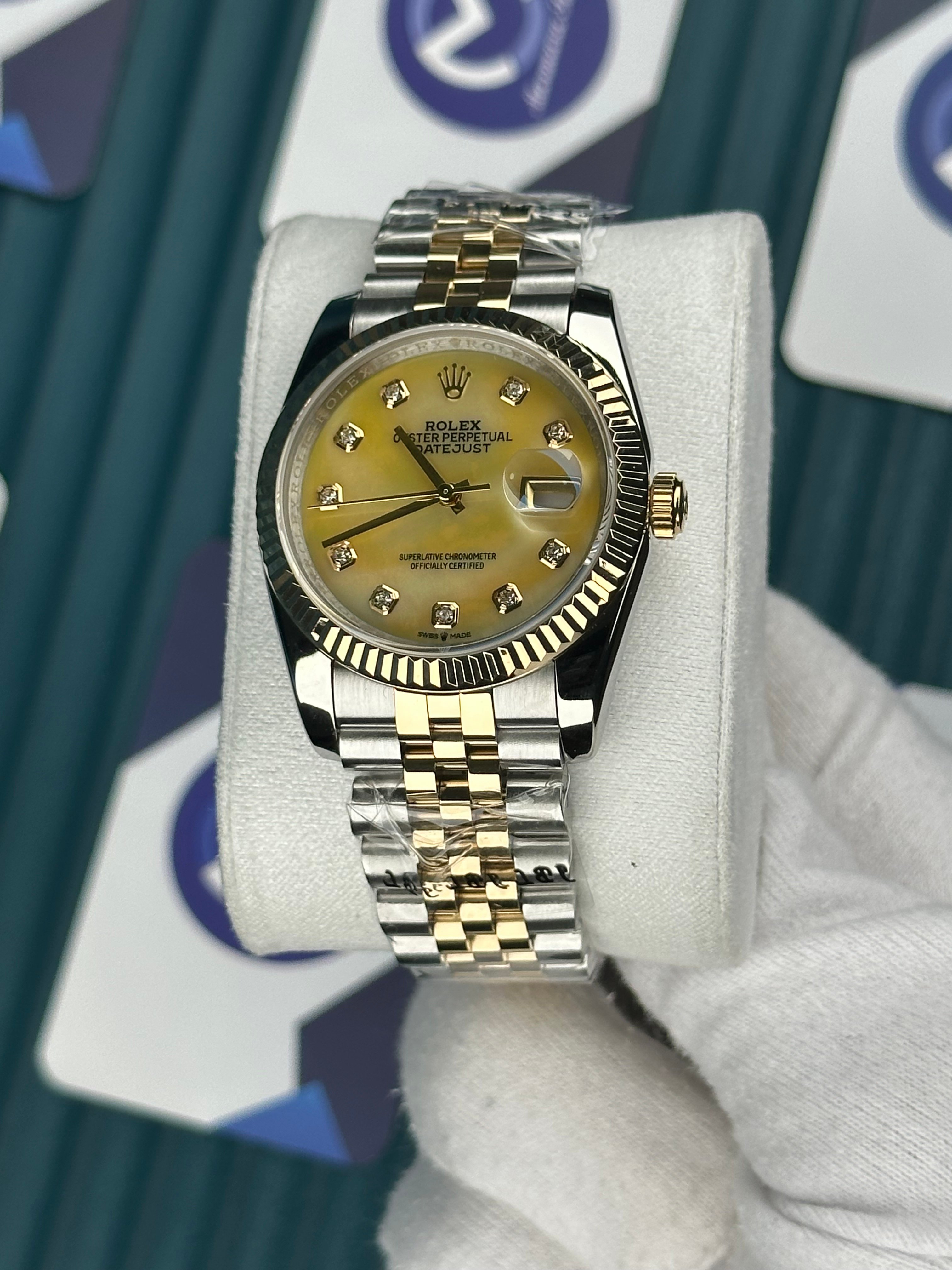 ROLEX 36 GOLD SEDEFLİ KADRAN PIRLANTA INDEX GOLD-SILVER JUBILEE
