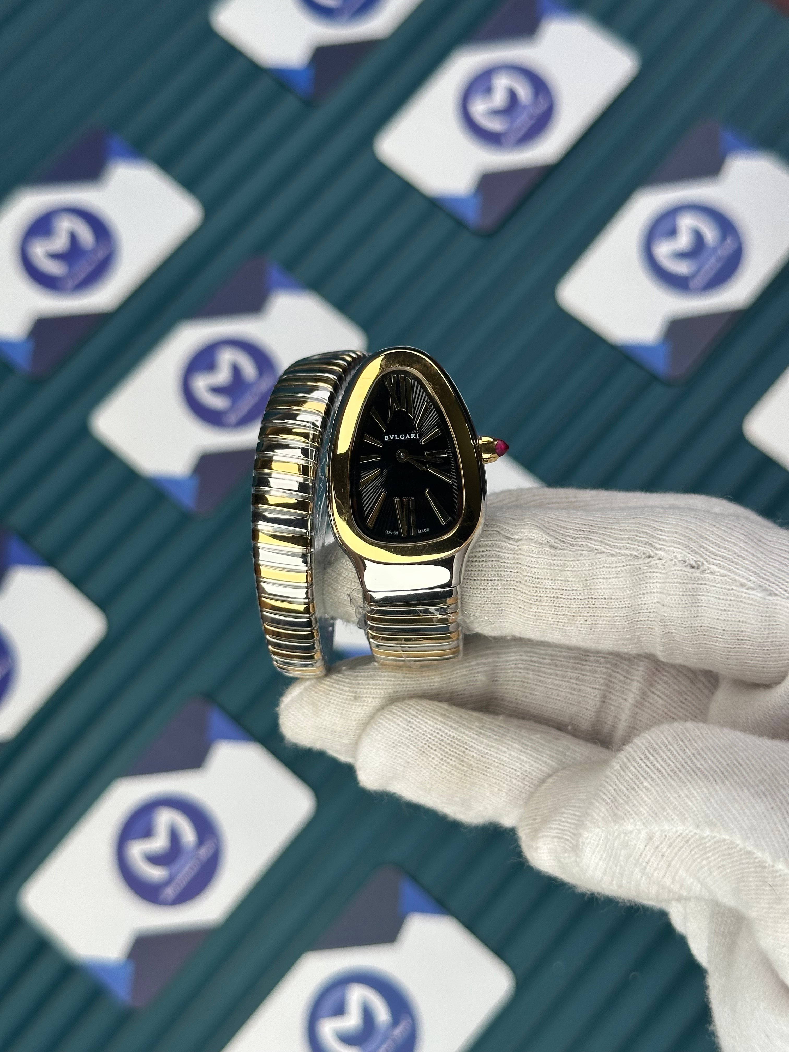 BVLGARI SERPENTI BLACK DIAL GOLD-SILVER SHORT TUBOGAS
