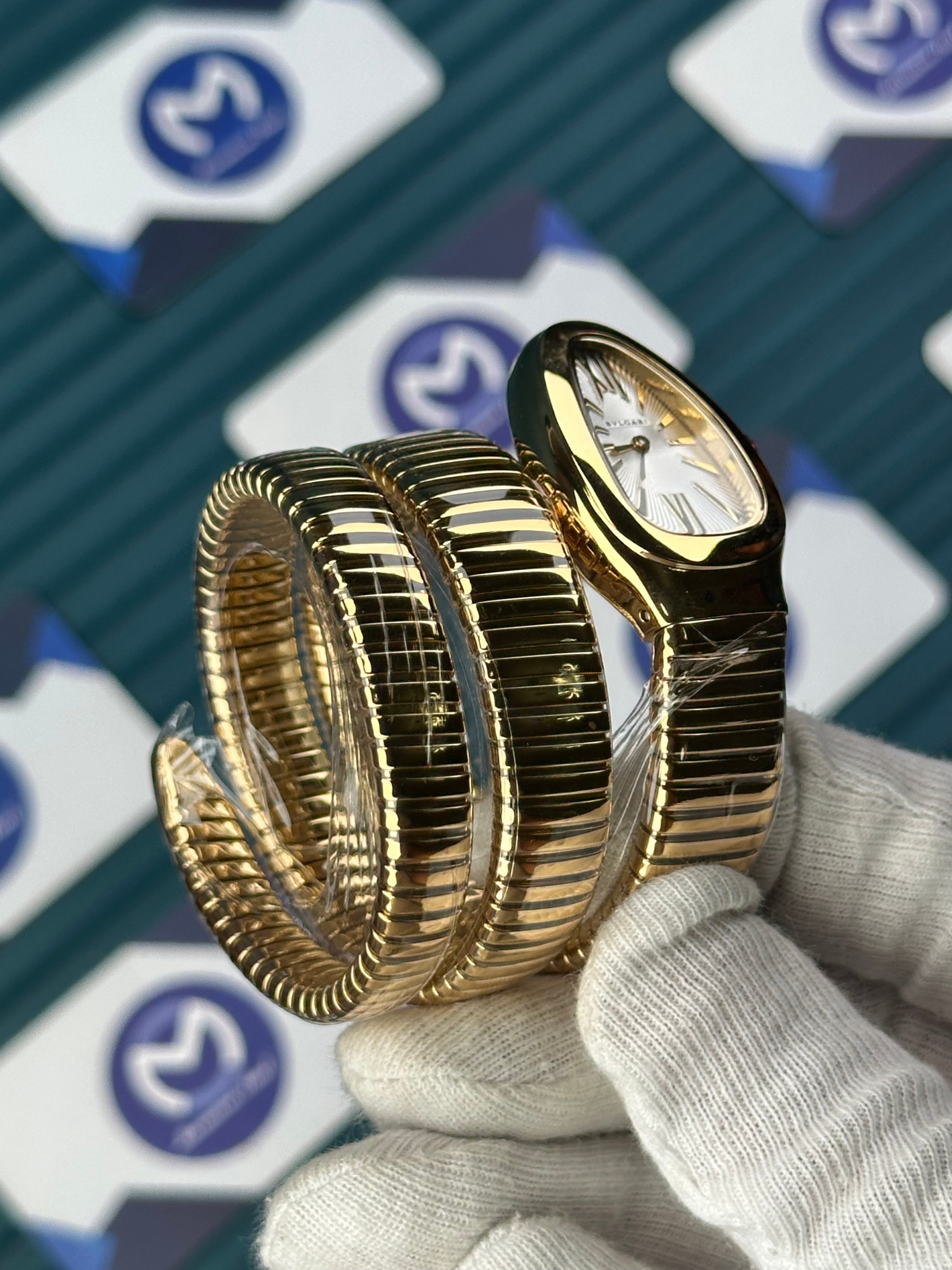 BVLGARI SERPENTI WHTE DIAL GOLD LONG TUBOGAS
