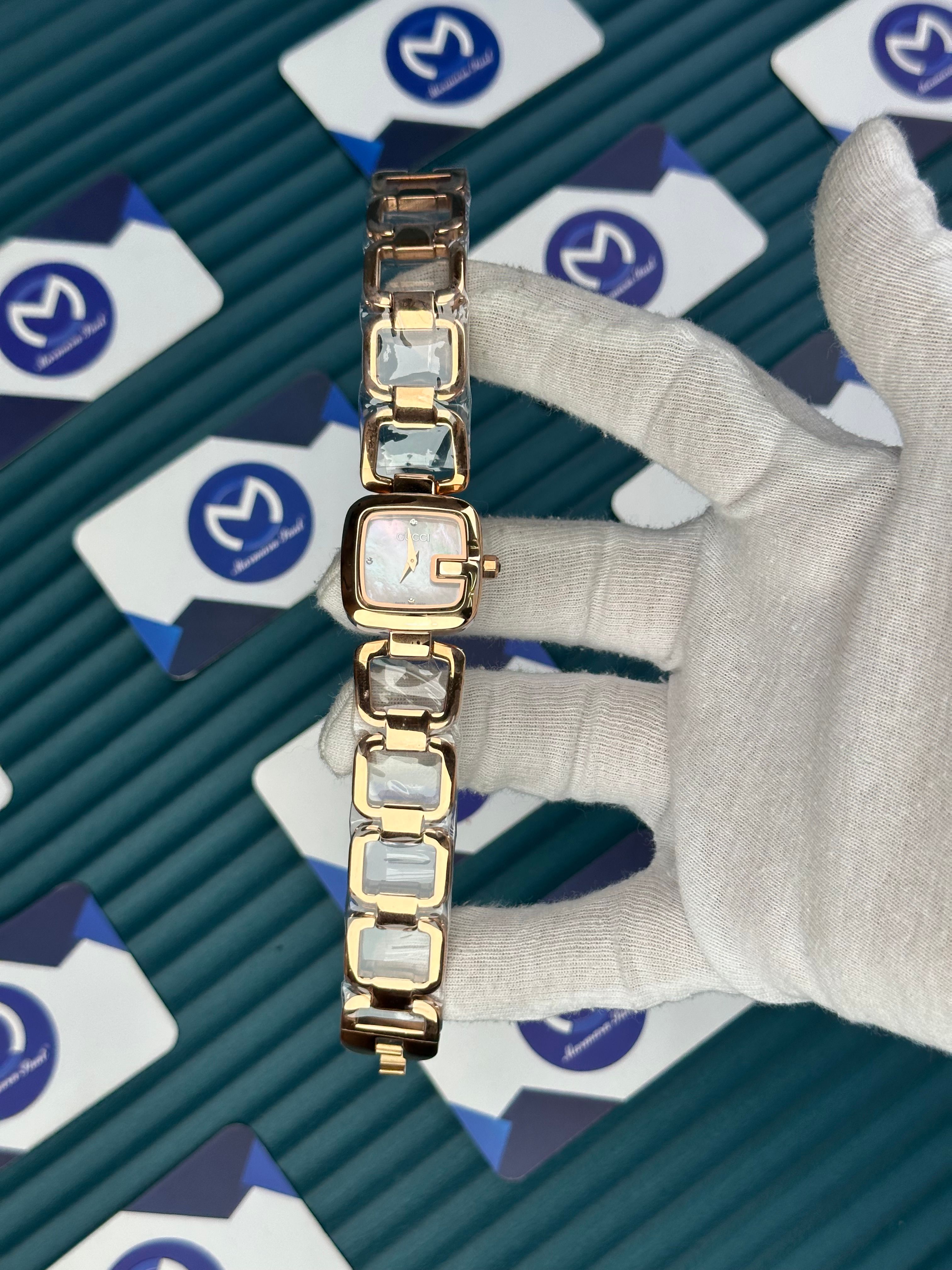 GUCCI WOMAN RING BRACELET RAINBOW DIAL ROSE CORD