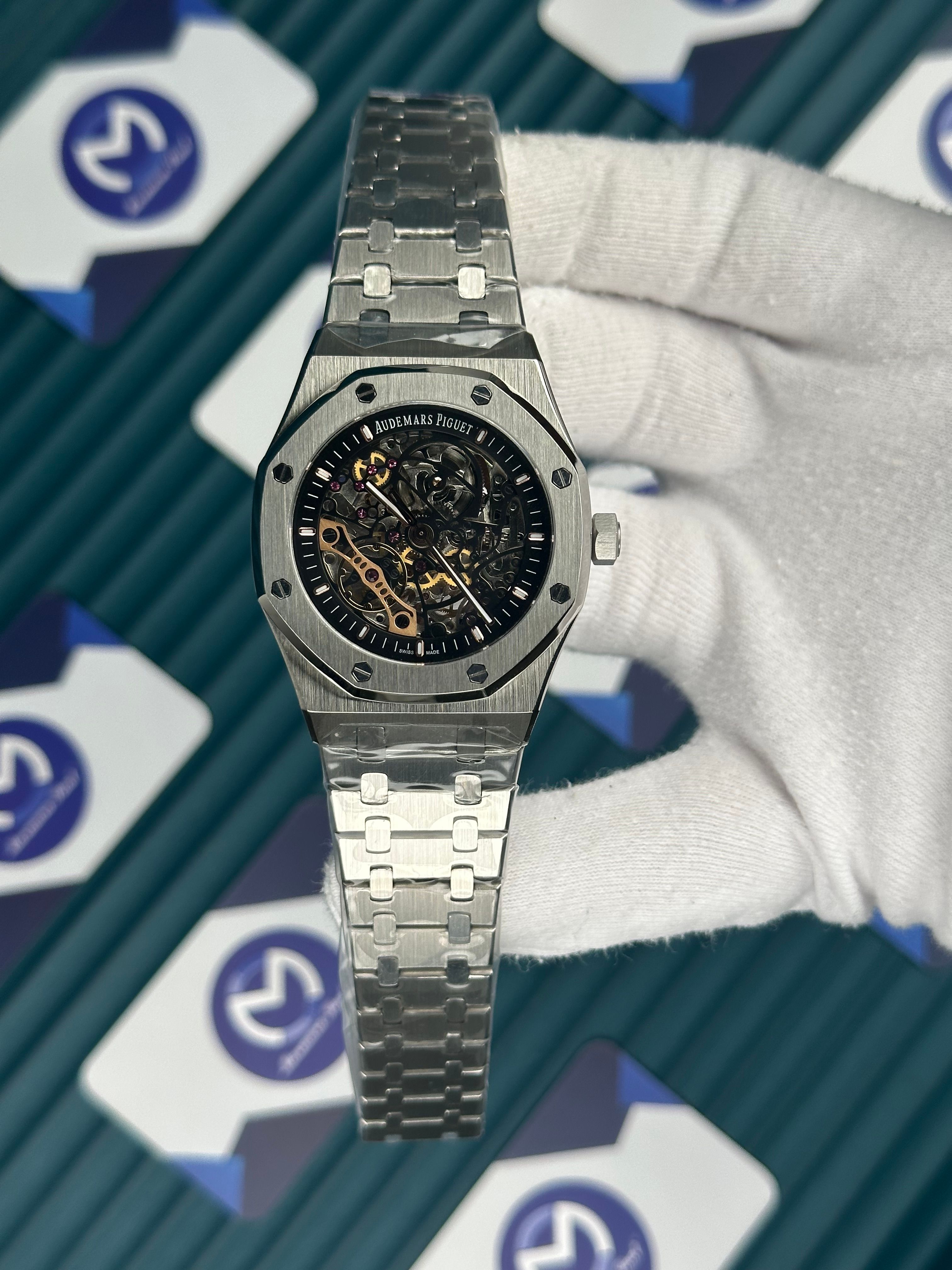 Audemars Piguet Royal Oak Gümüş Kordon Siyah Kadran İskelet Automatic
