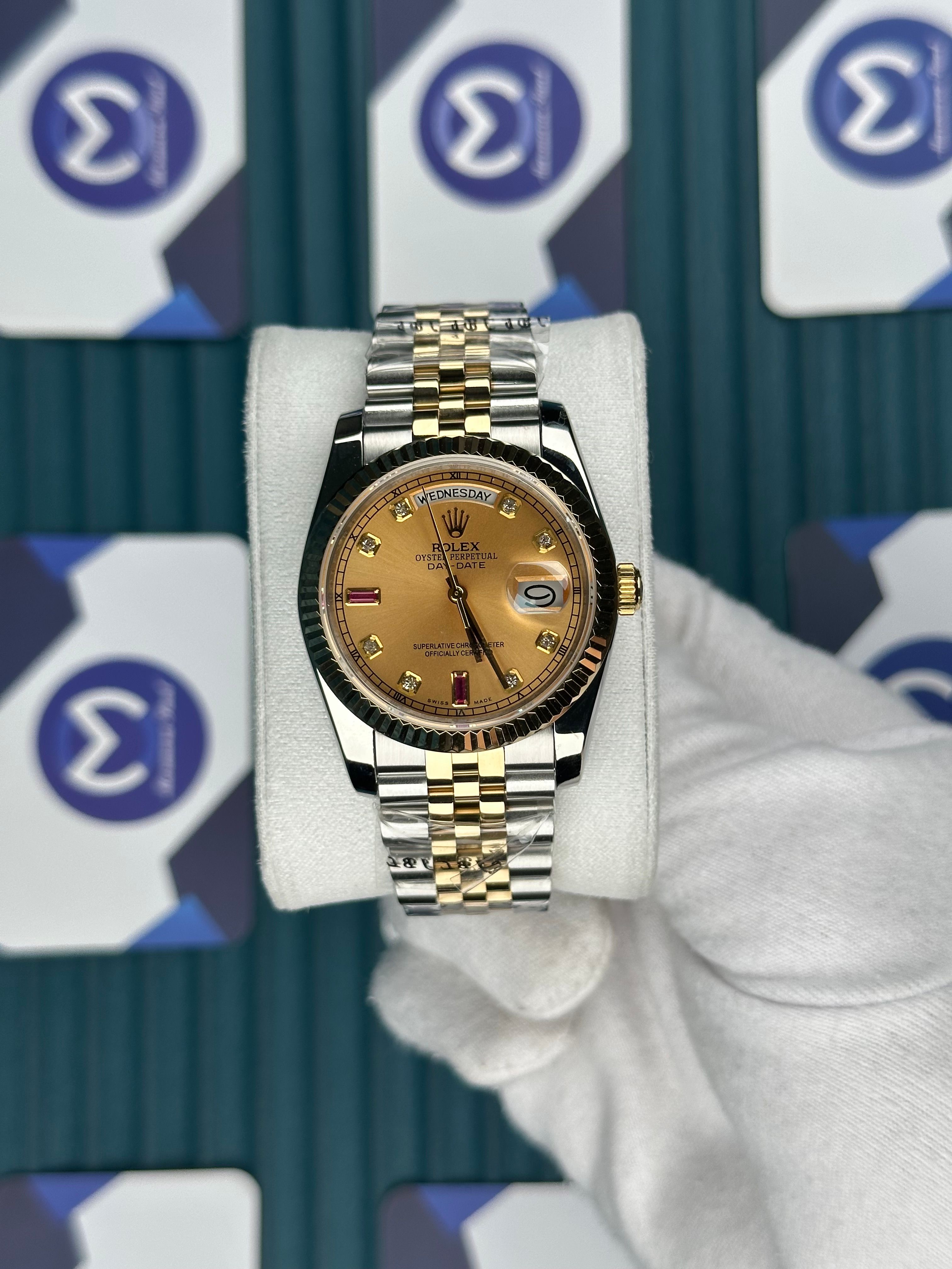 ROLEX 36 GOLD KADRAN PIRLANTA INDEX GOLD-SILVER JUBILEE