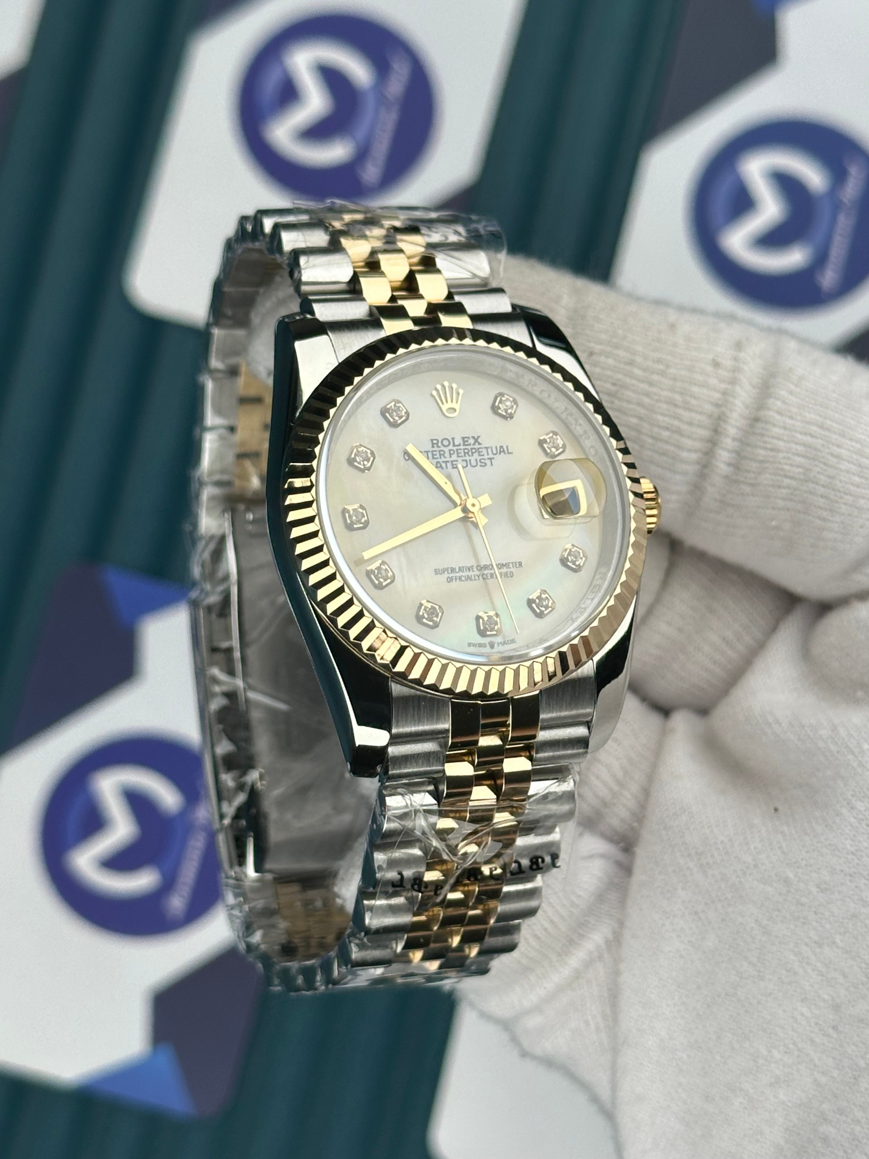 ROLEX 36 PEMBE BEYAZ SEDEFLİ KADRAN GOLD-SILVER JUBILEE