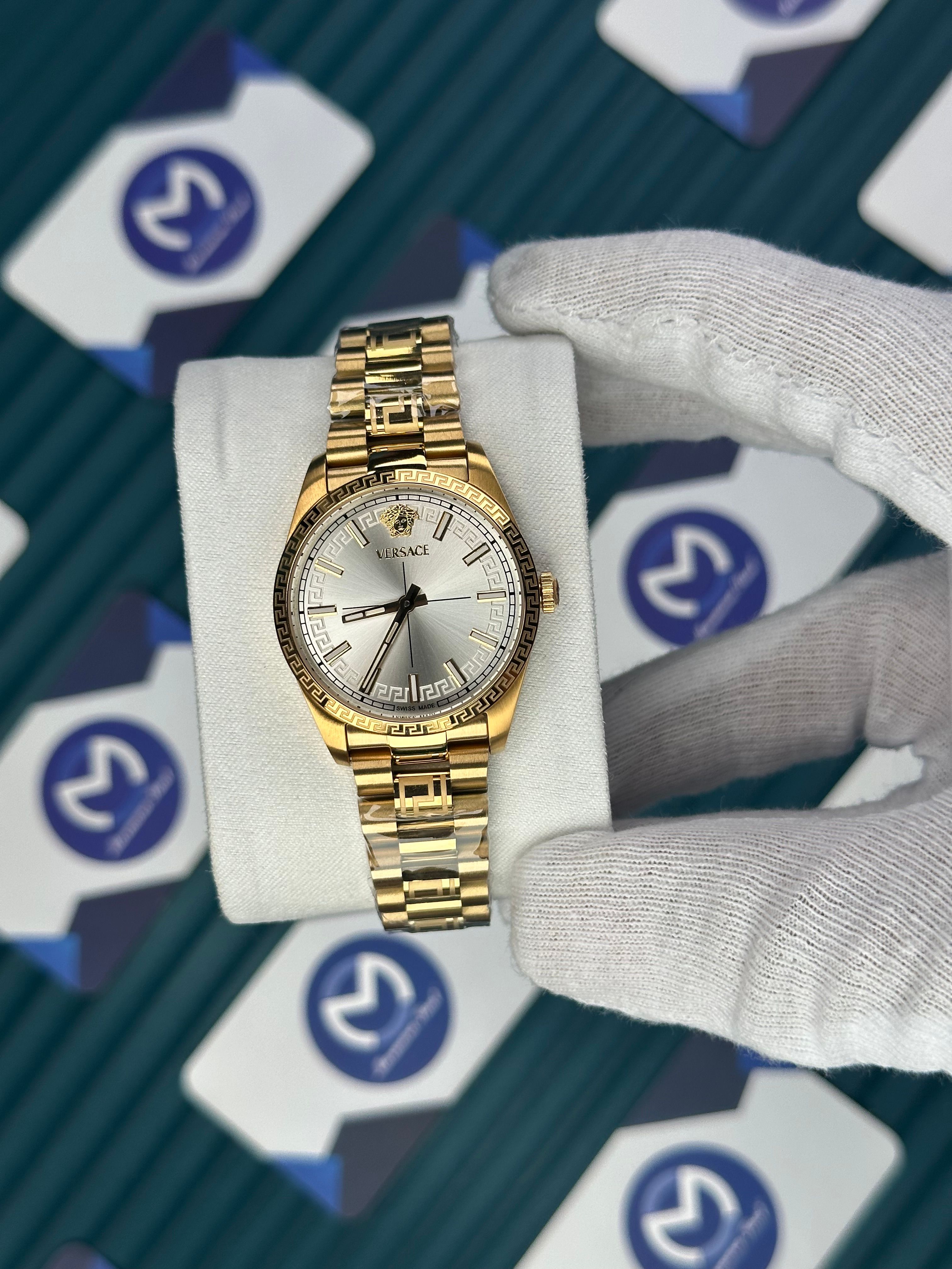 VERSACE 32 MM WHITE DIAL MILLENYIUM GENT GOLD