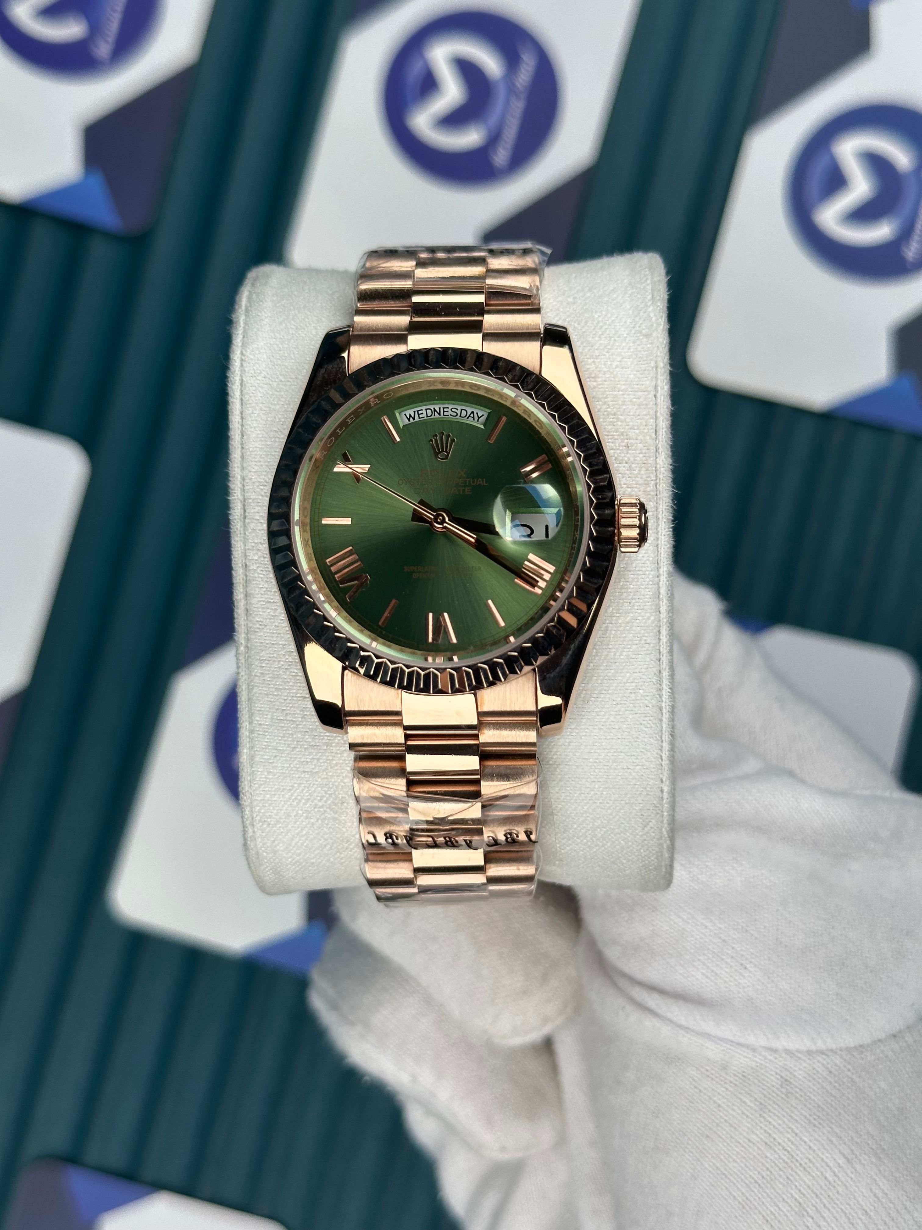 ROLEX 36 DAYDATE GREEN DIAL ROSE PRESIDENT