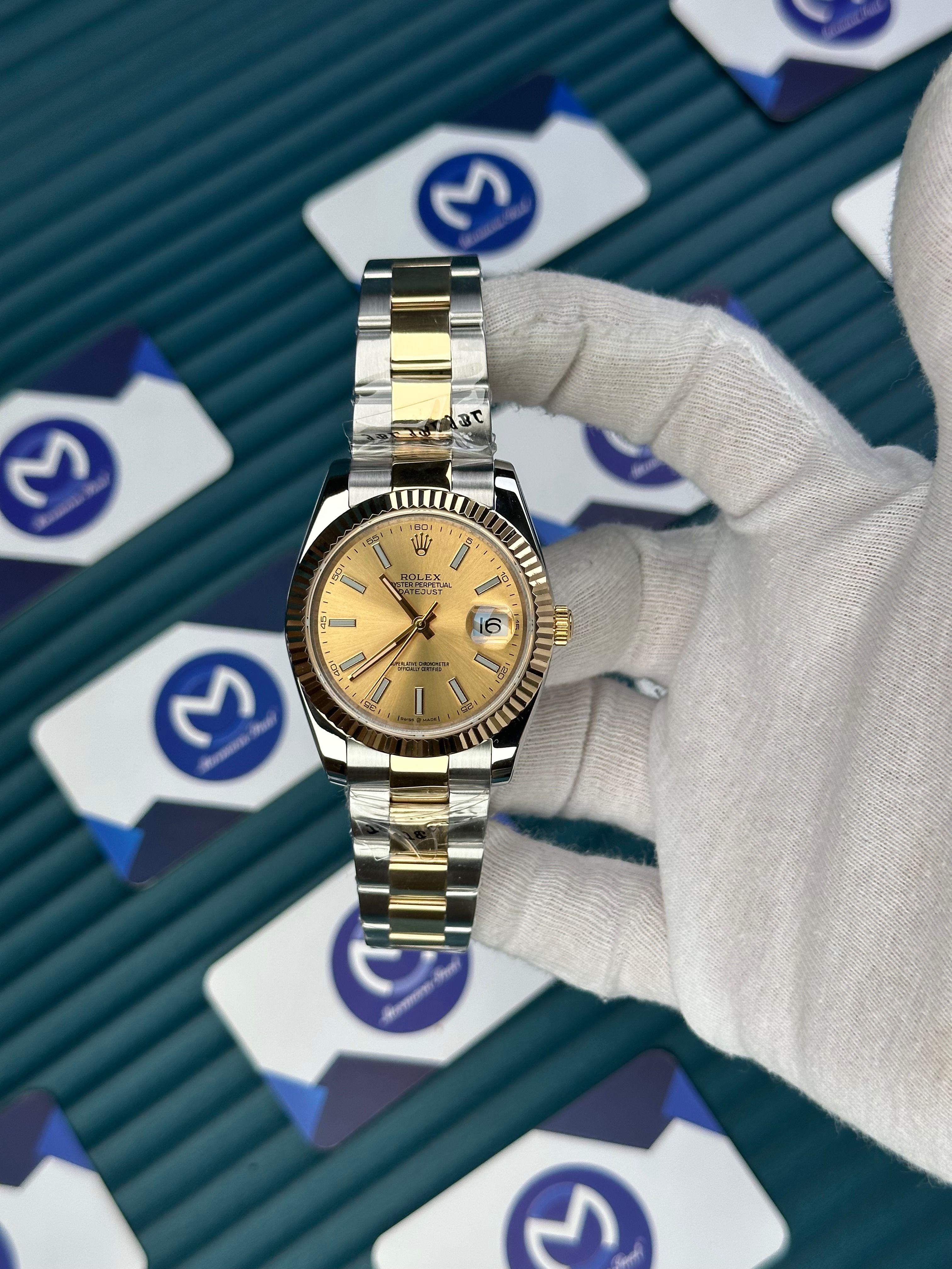 ROLEX DATEJUST GOLD DIAL GOLD-SILVER OYSTER