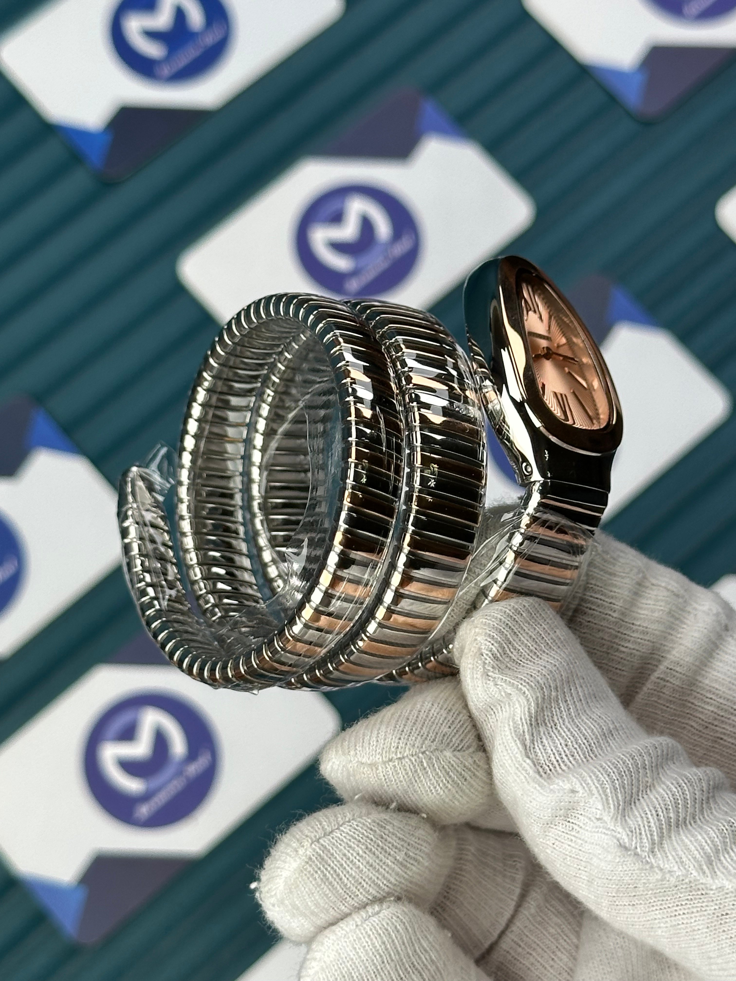 BVLGARI SERPENTI CHAMPAGNE DIAL ROSE-SILVER TUBOGAS