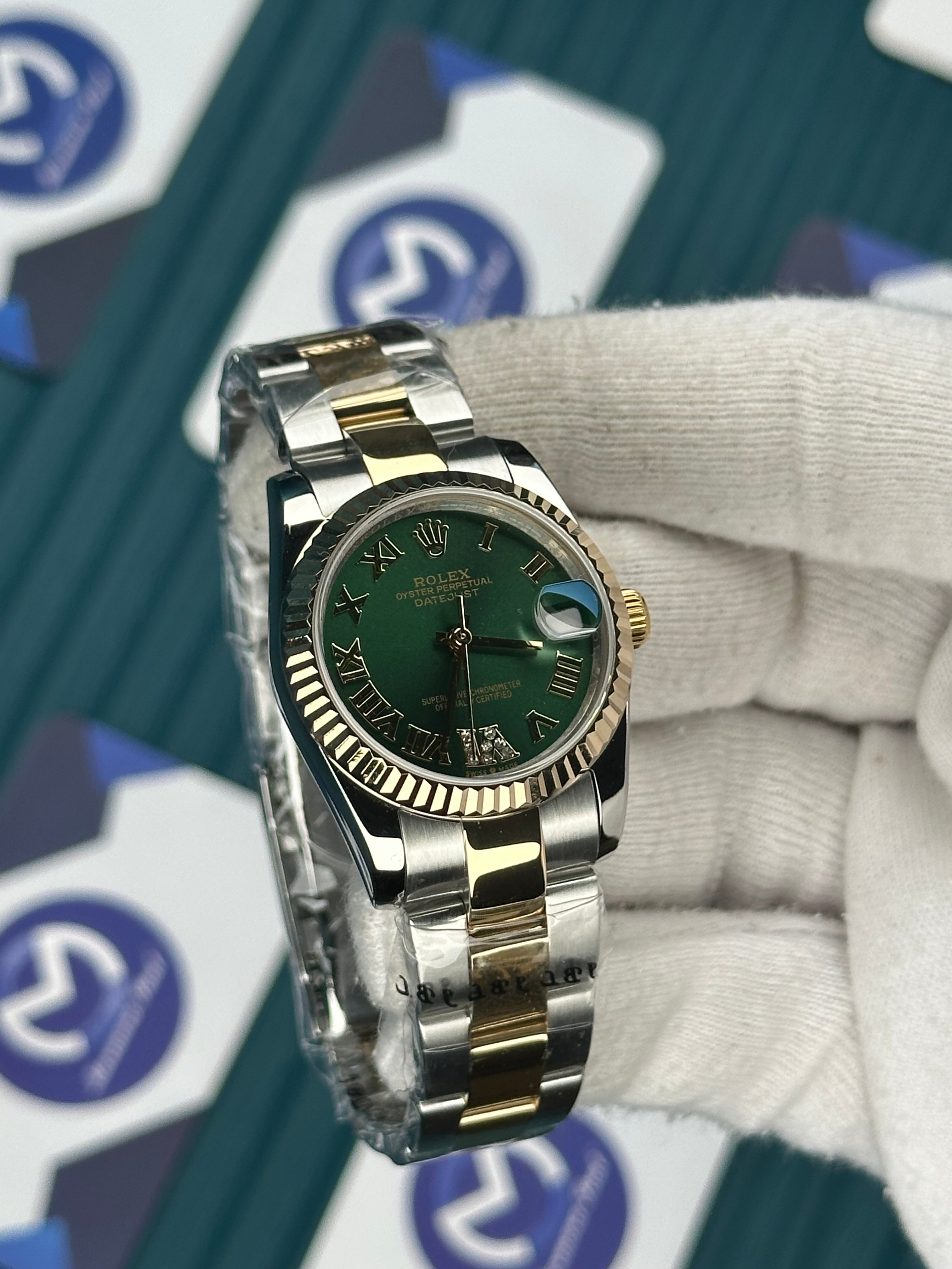 ROLEX 31 YEŞİL KADRAN ROMA INDEX GOLD-SILVER OYSTER