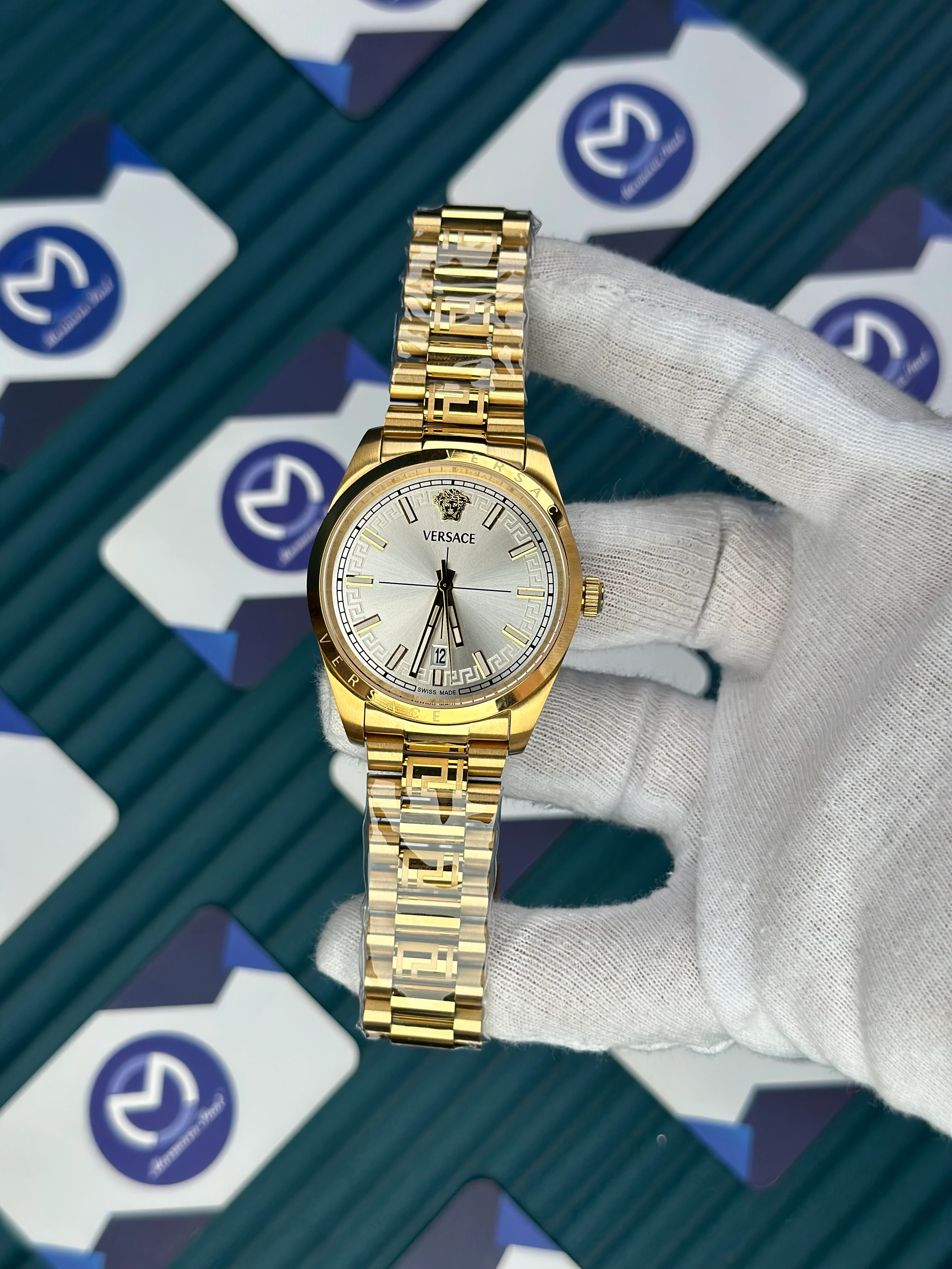 VERSACE NEW WHITE DIAL GOLD PRESIDENT