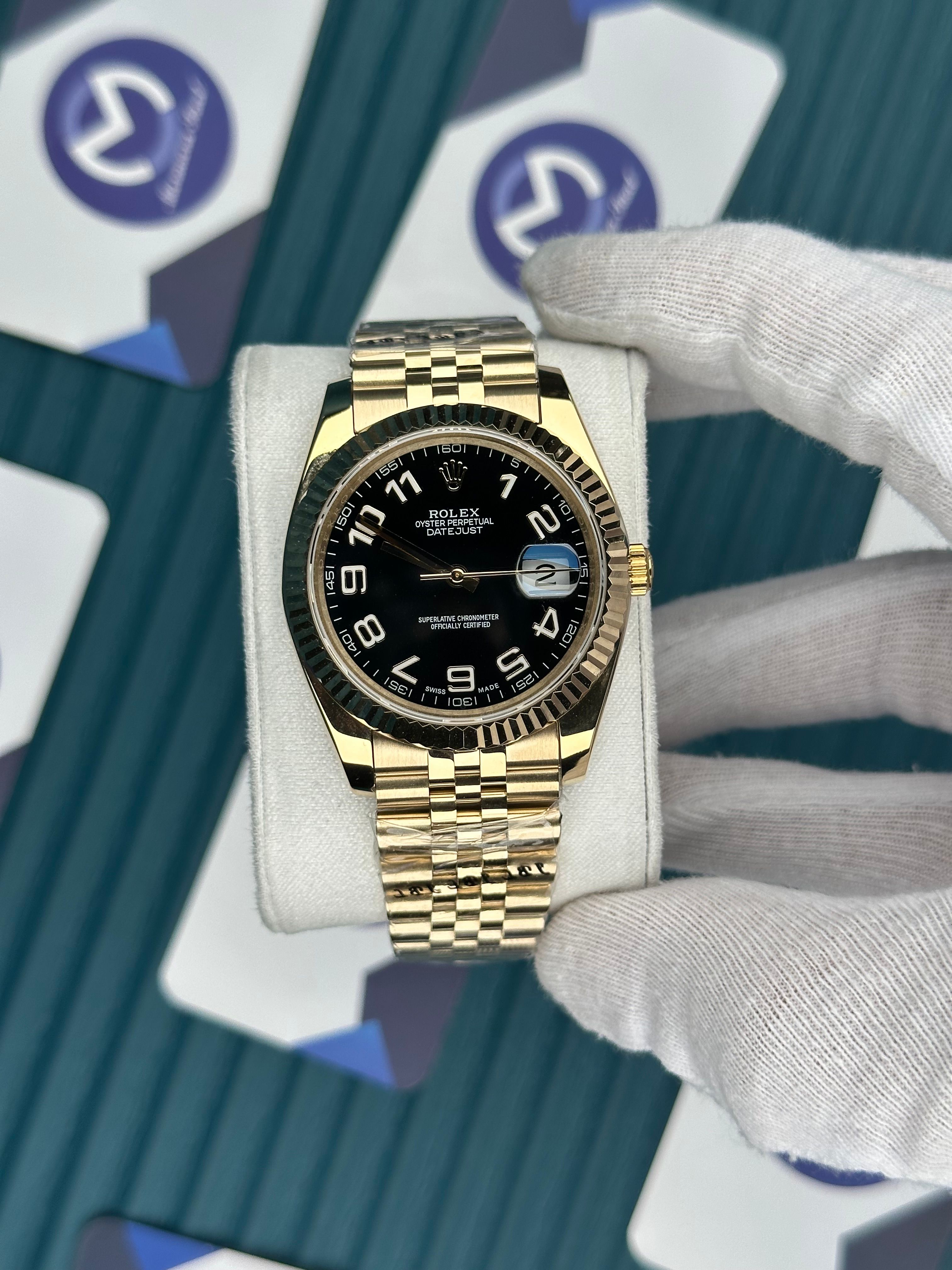 ROLEX DATEJUST BLACK DIAL GOLD JUBILE