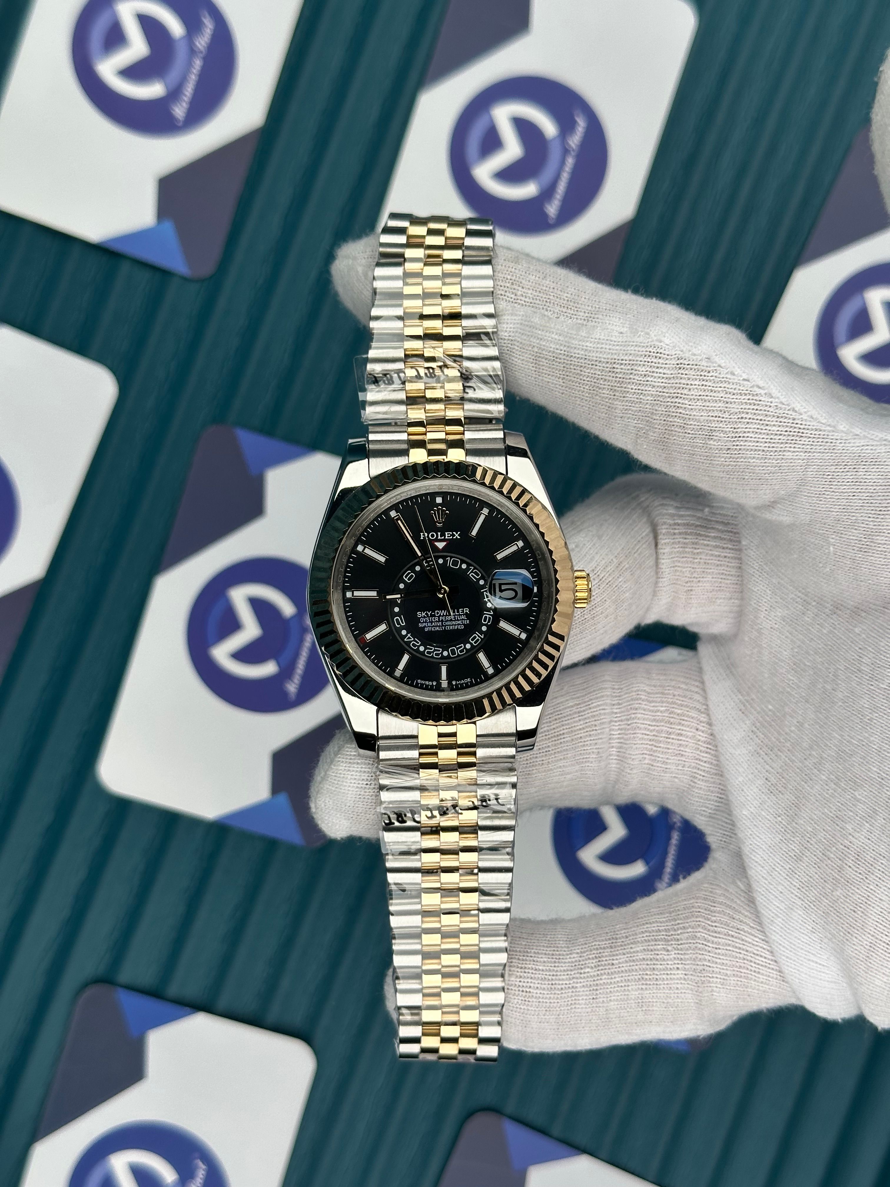 ROLEX SKY-DWELLER BLACK DIAL GOLD-SILVER JUBILE