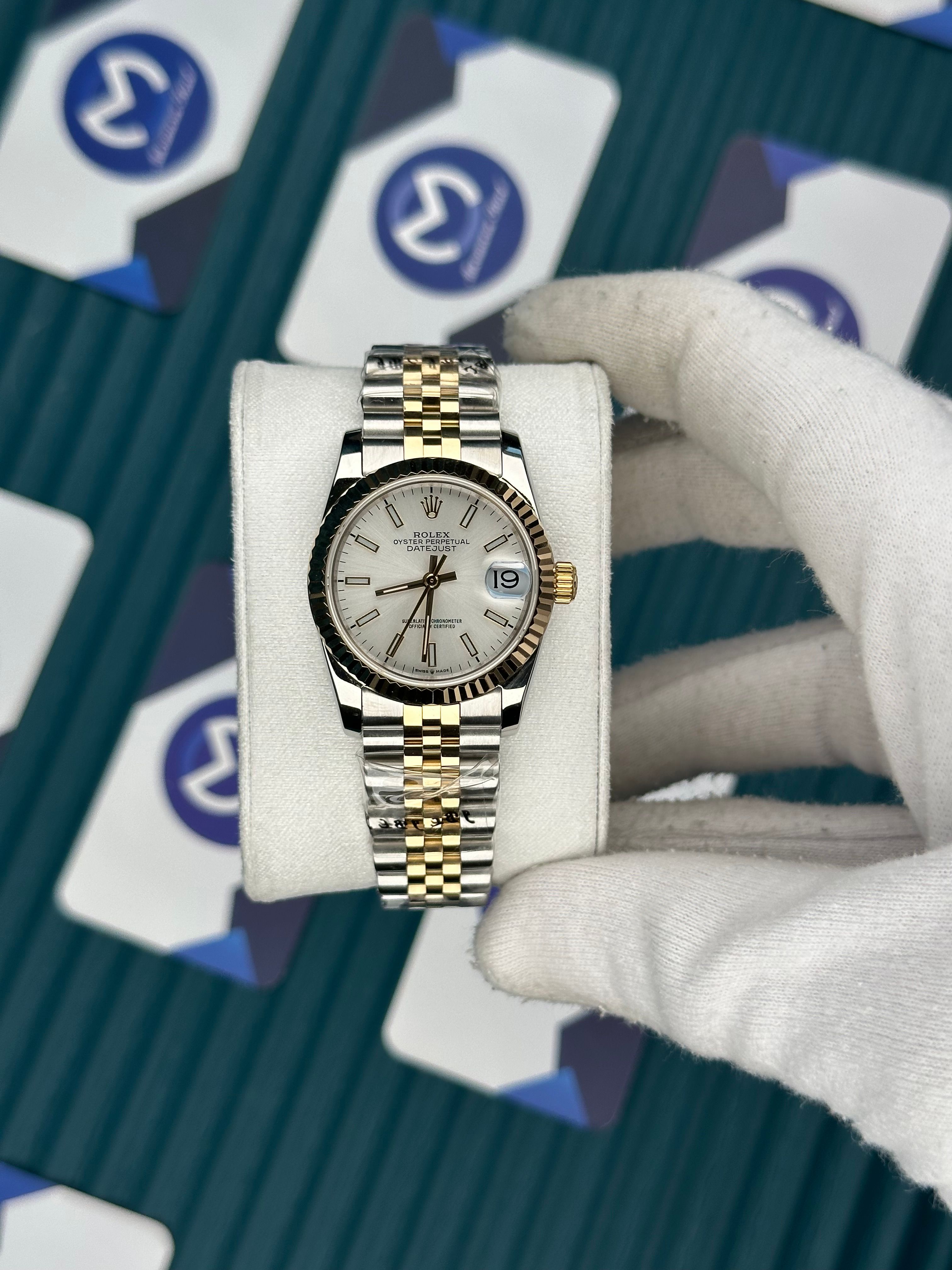 ROLEX 31 WHITE DIAL DUZ INDEX GOLD-SILVER JUBILEE