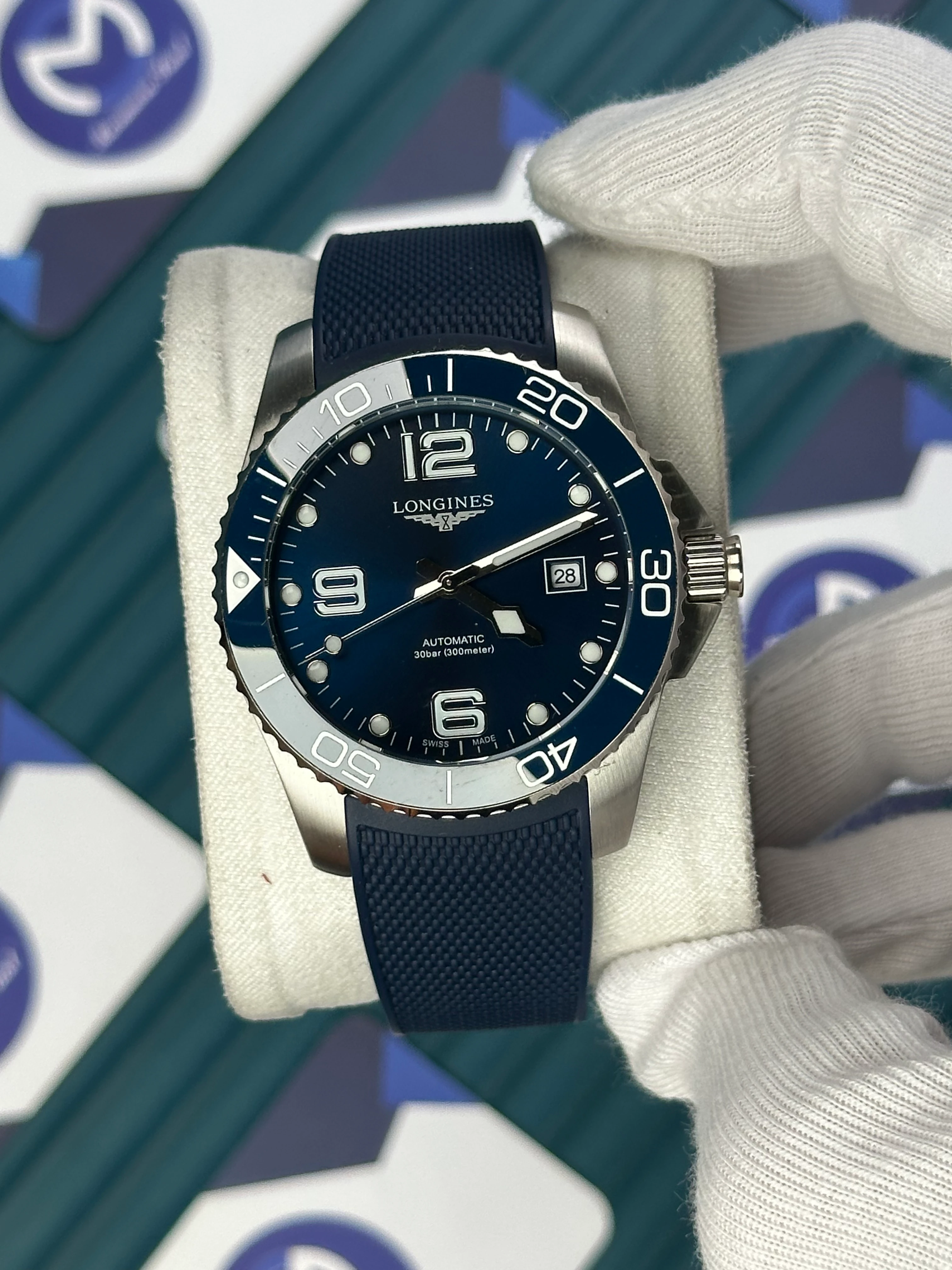 LONGINES HYDROCONQUEST AUTOMATIC BLUE DIAL BLUE RUBBER 