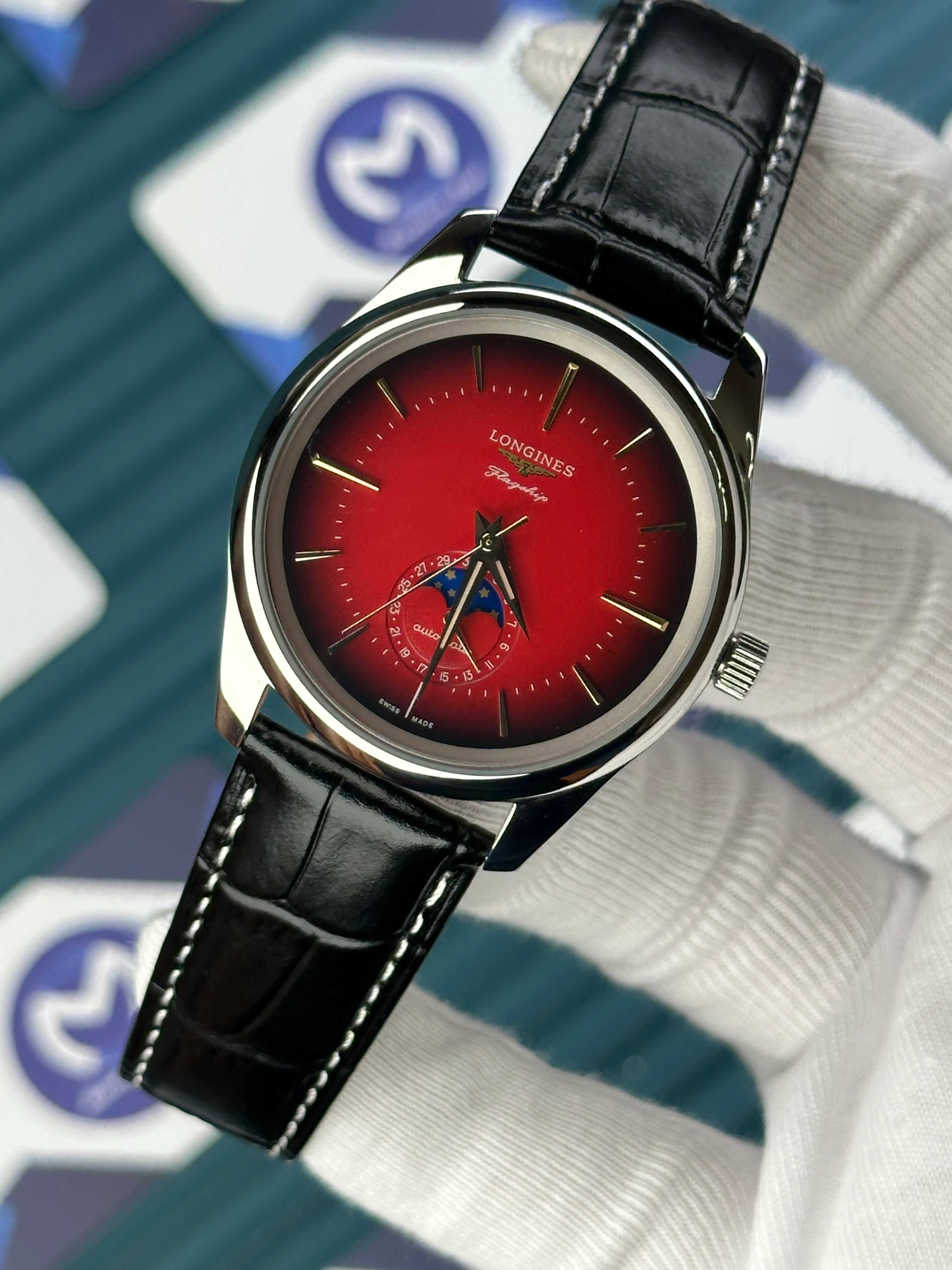 LONGINES FLAGSHIP HERITAGE MOONPHASE CHERRY 