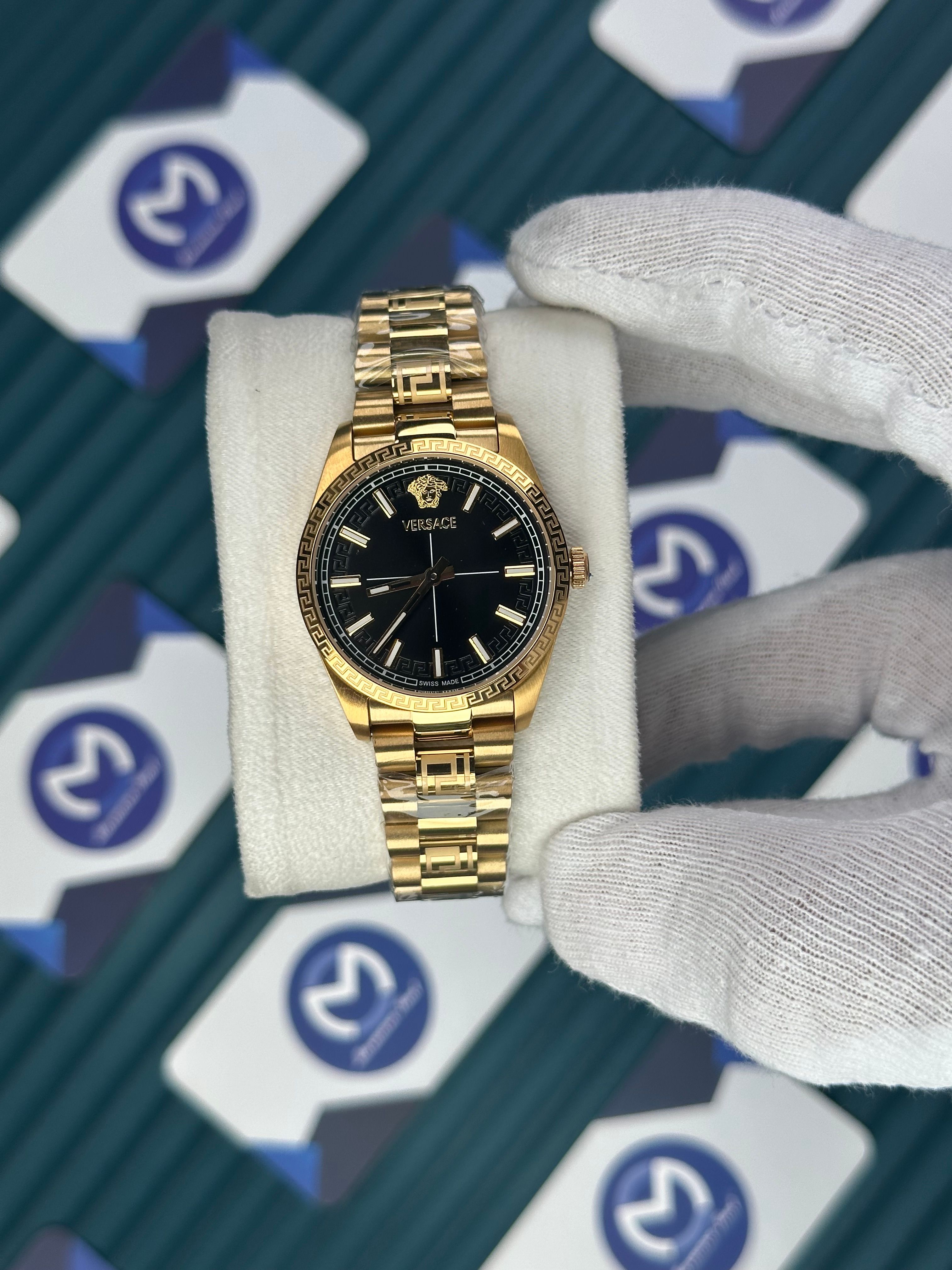 VERSACE 32 MM BLACK DIAL MILLENYIUM GENT GOLD