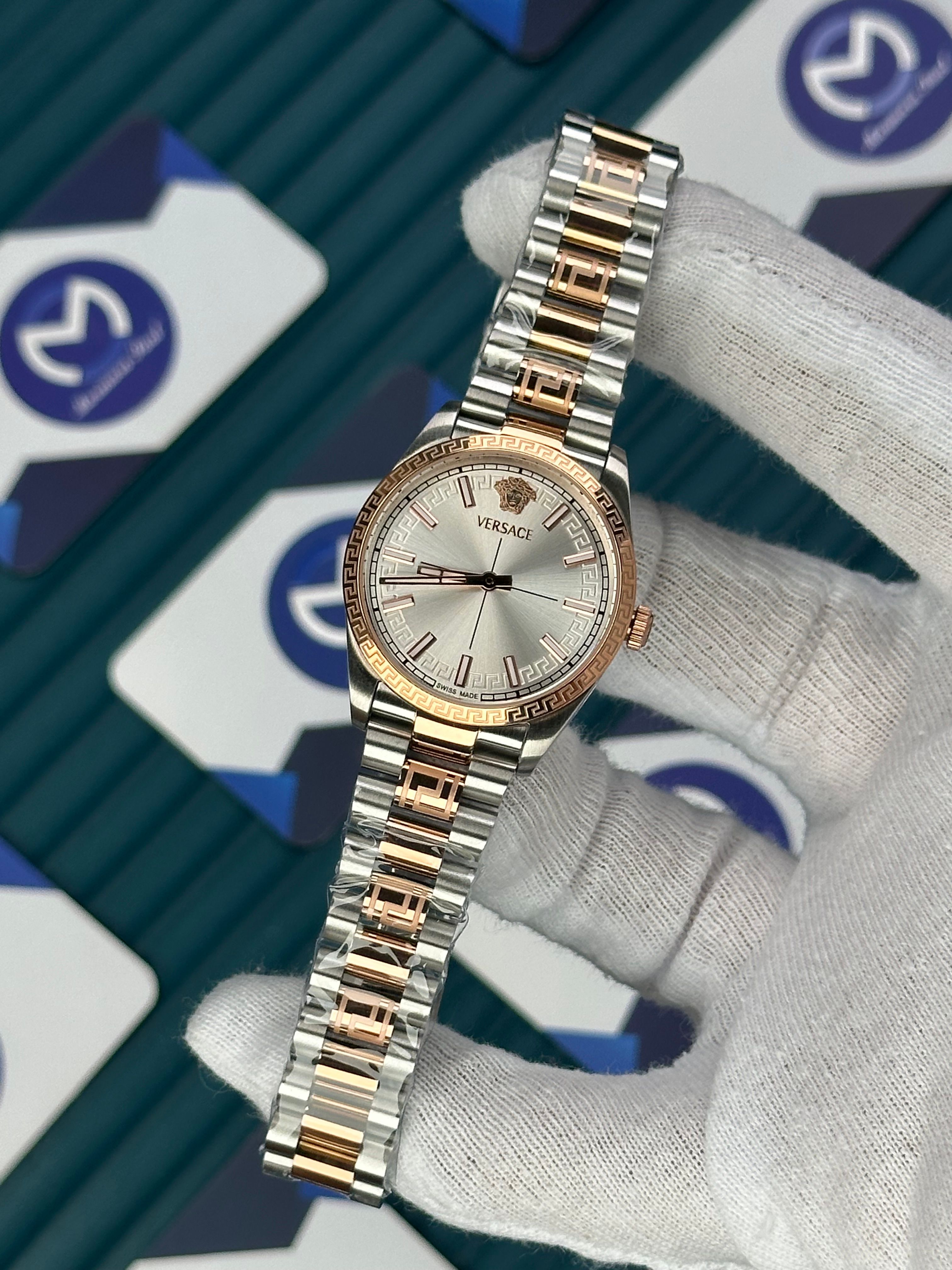 VERSACE 32 MM WHITE DIAL MILLENYIUM GENT ROSE-SILVER