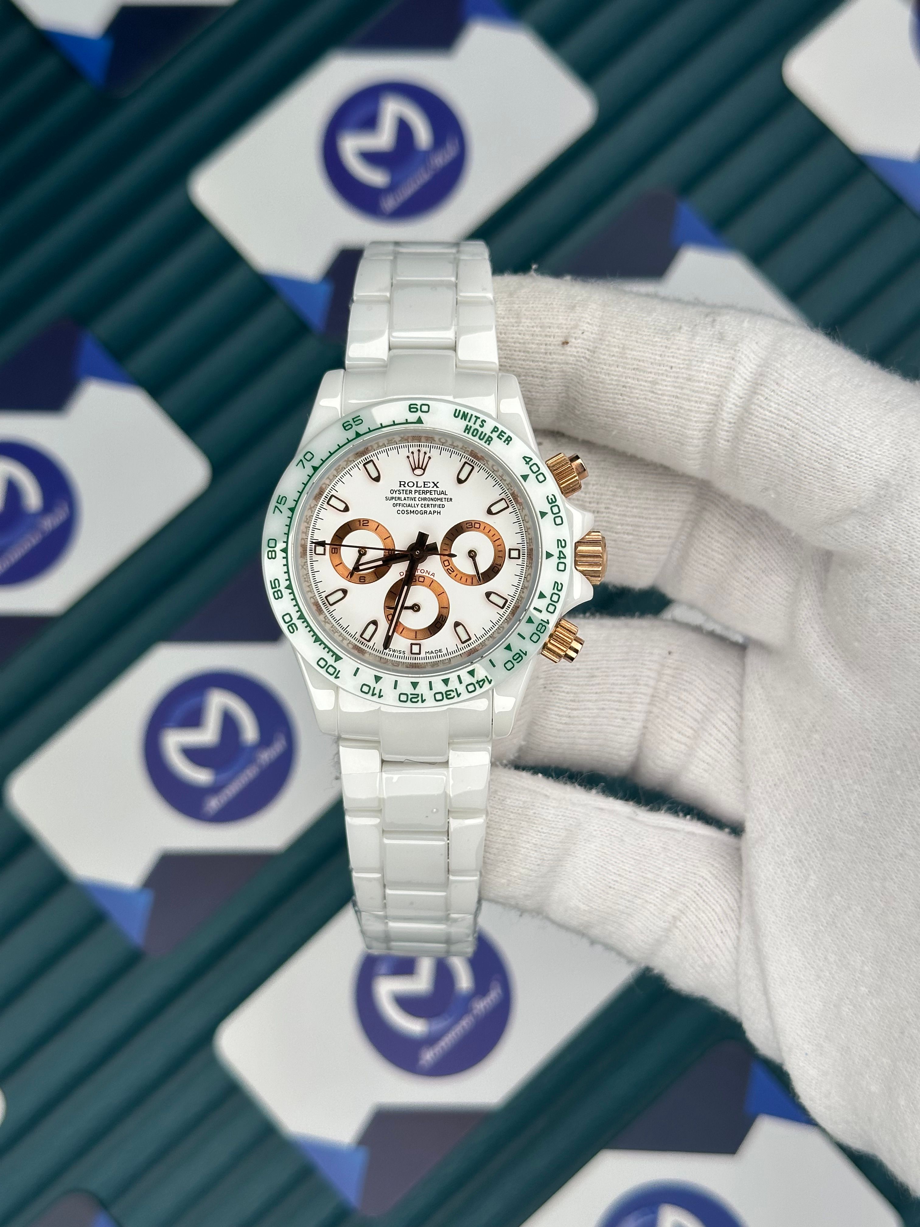 Rolex Daytona Seramik Beyaz Kadran Yeşil Bezel