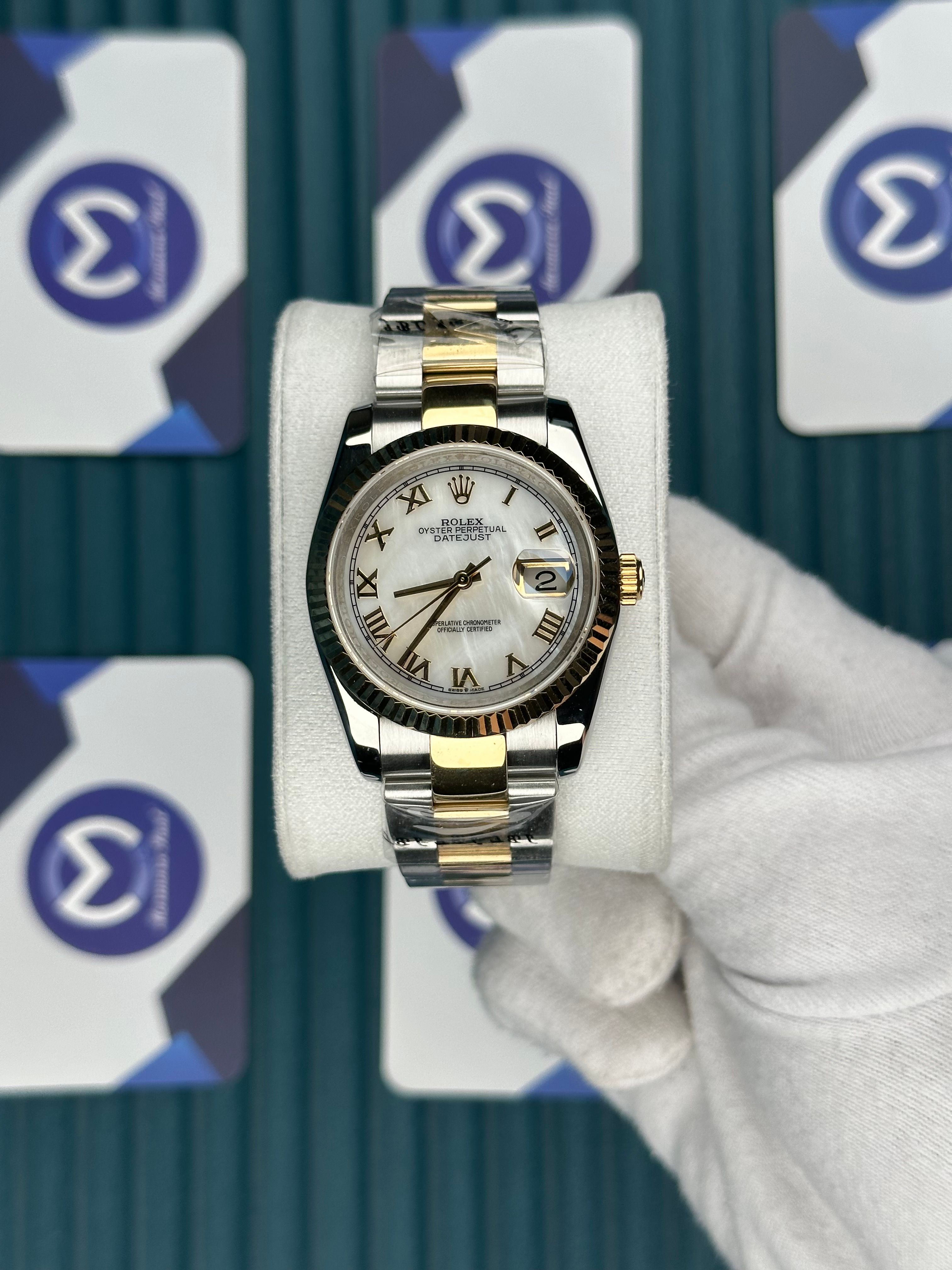 ROLEX 36 BEYAZ SEDEF KADRAN ROMA INDEX GOLD-SILVER OYSTER