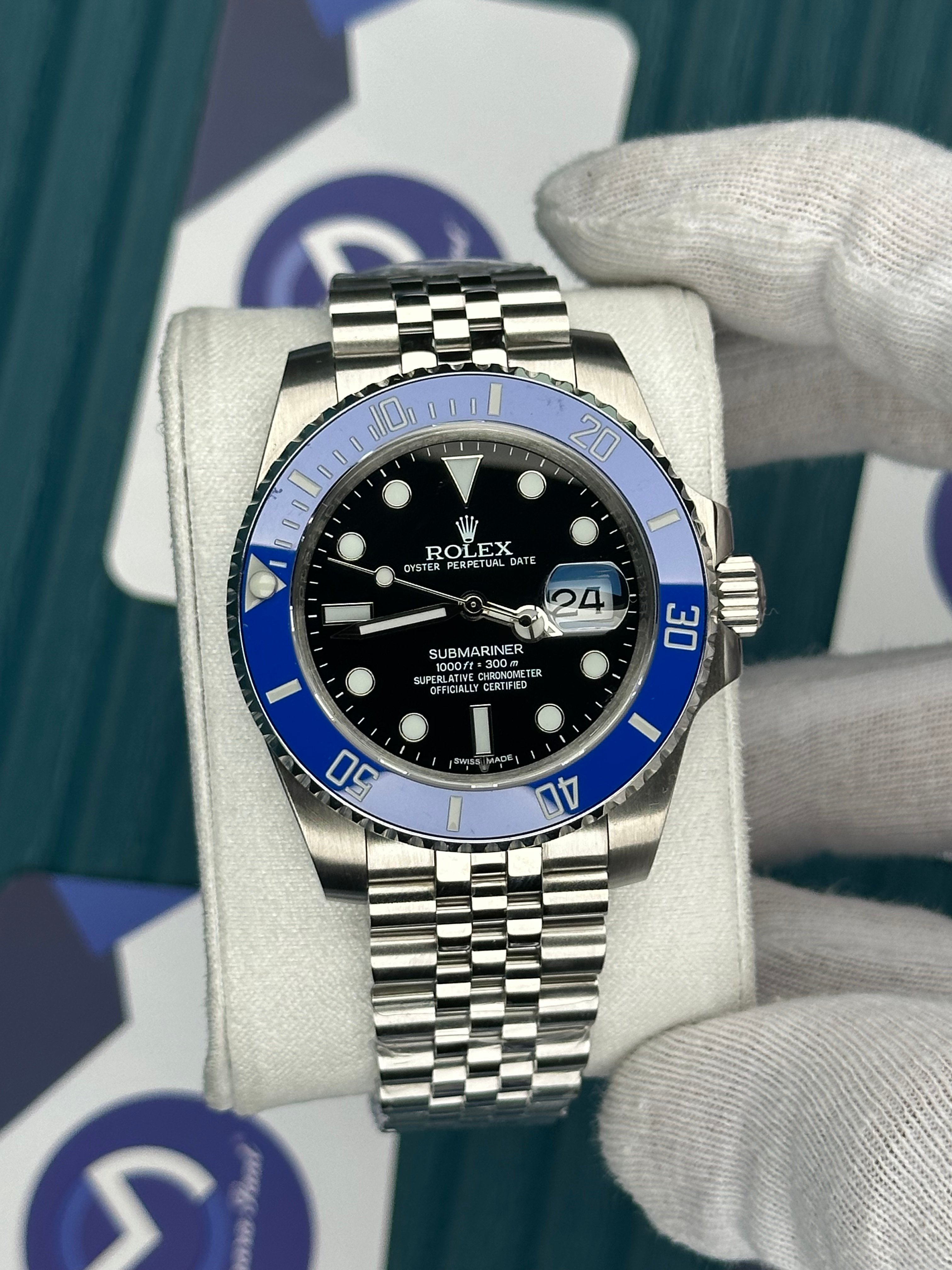 ROLEX SUBMARINER BLACK DIAL BLUE BEZEL JUBILE