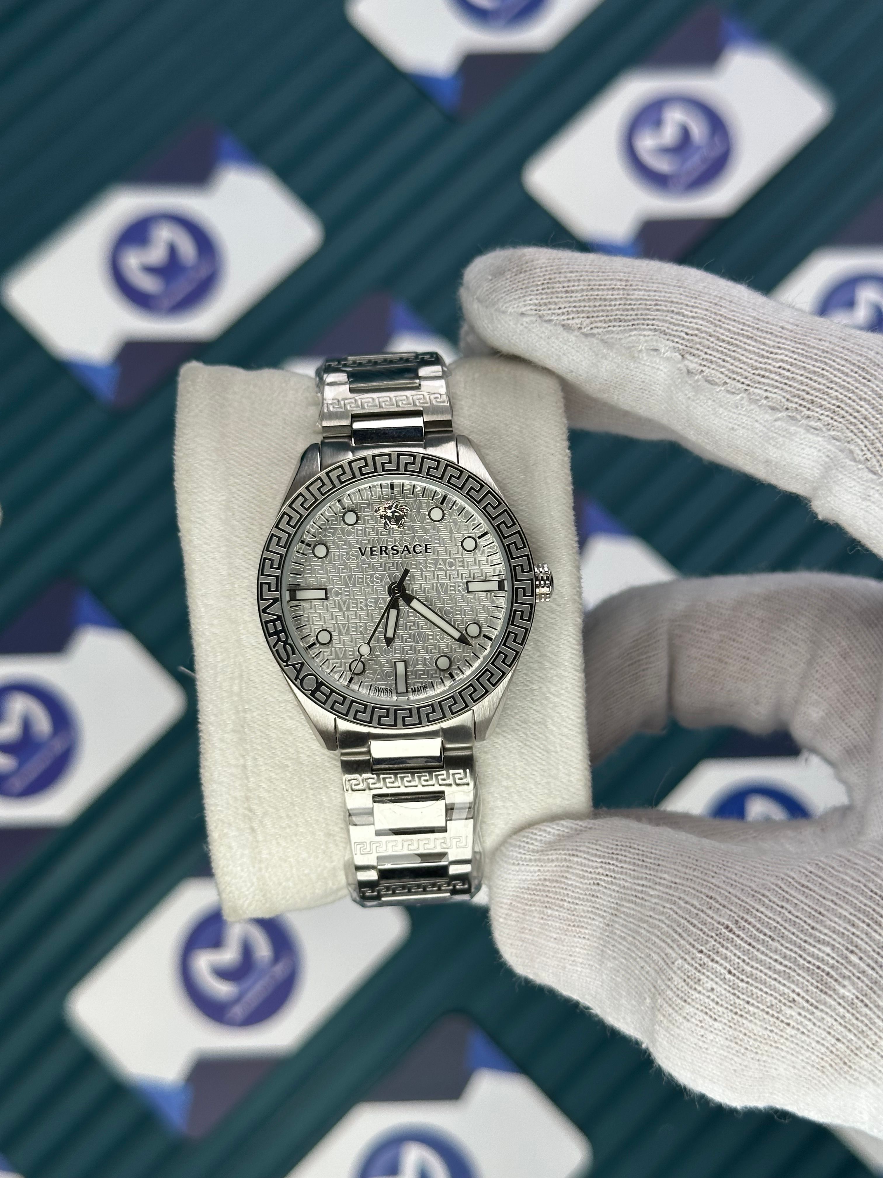 VERSACE 36 WHITE DIAL SILVER CORD 