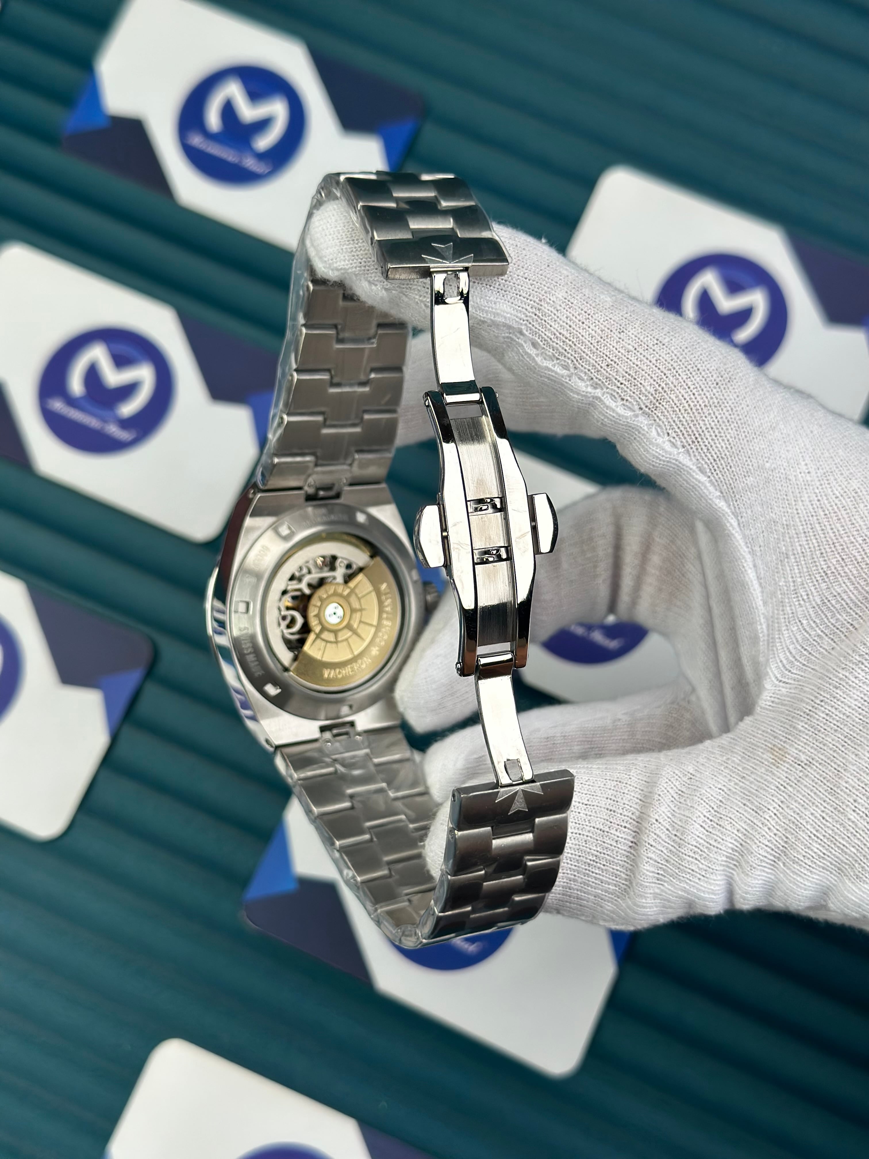 VACHERON CONSTANTIN WHITE OVERSEAS DUAL TIME SILVER 