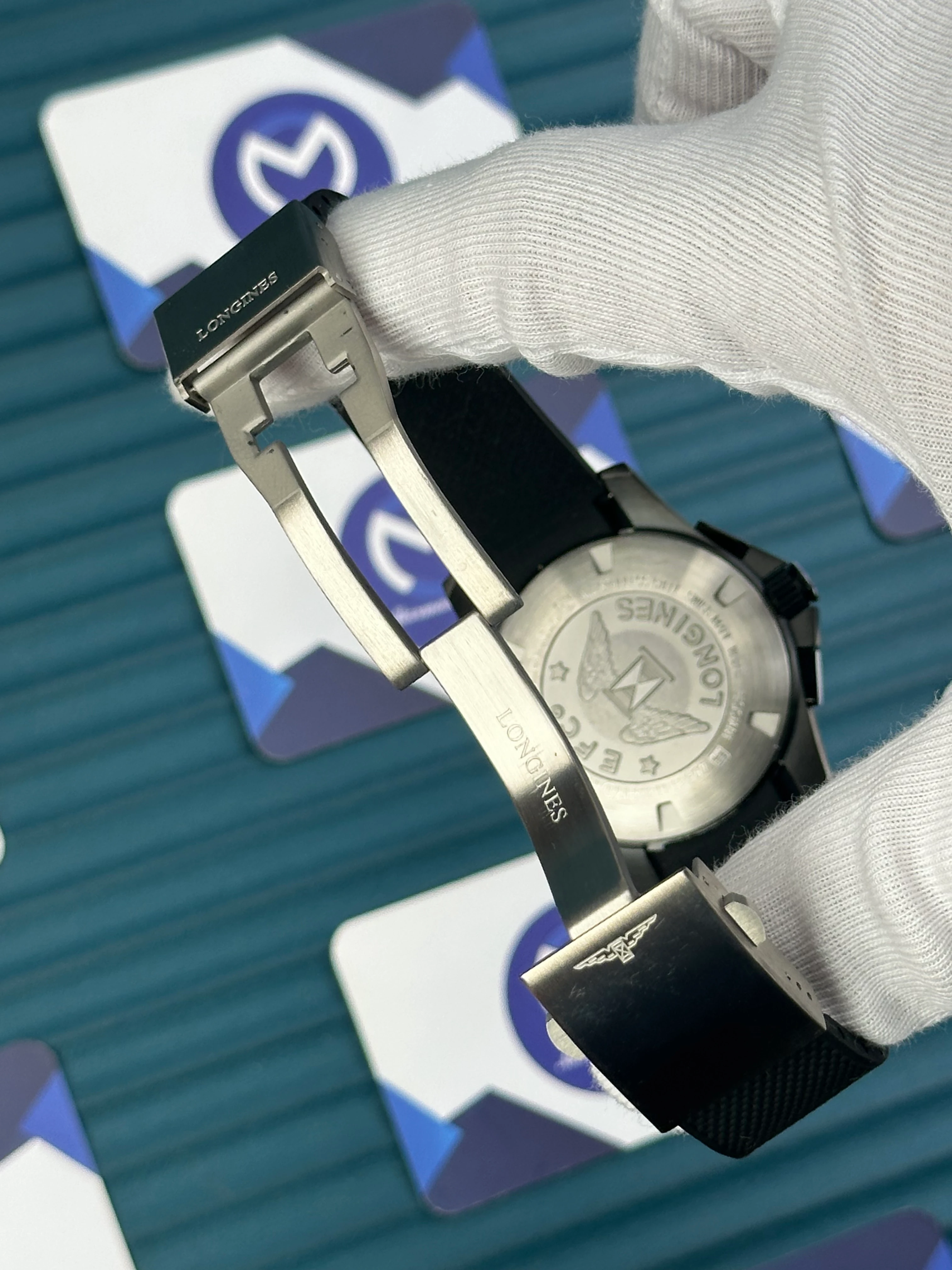 LONGINES HYDROCONQUEST AUTOMATIC BLACK DIAL CHRONOGRAPH BLACK RUBBER 