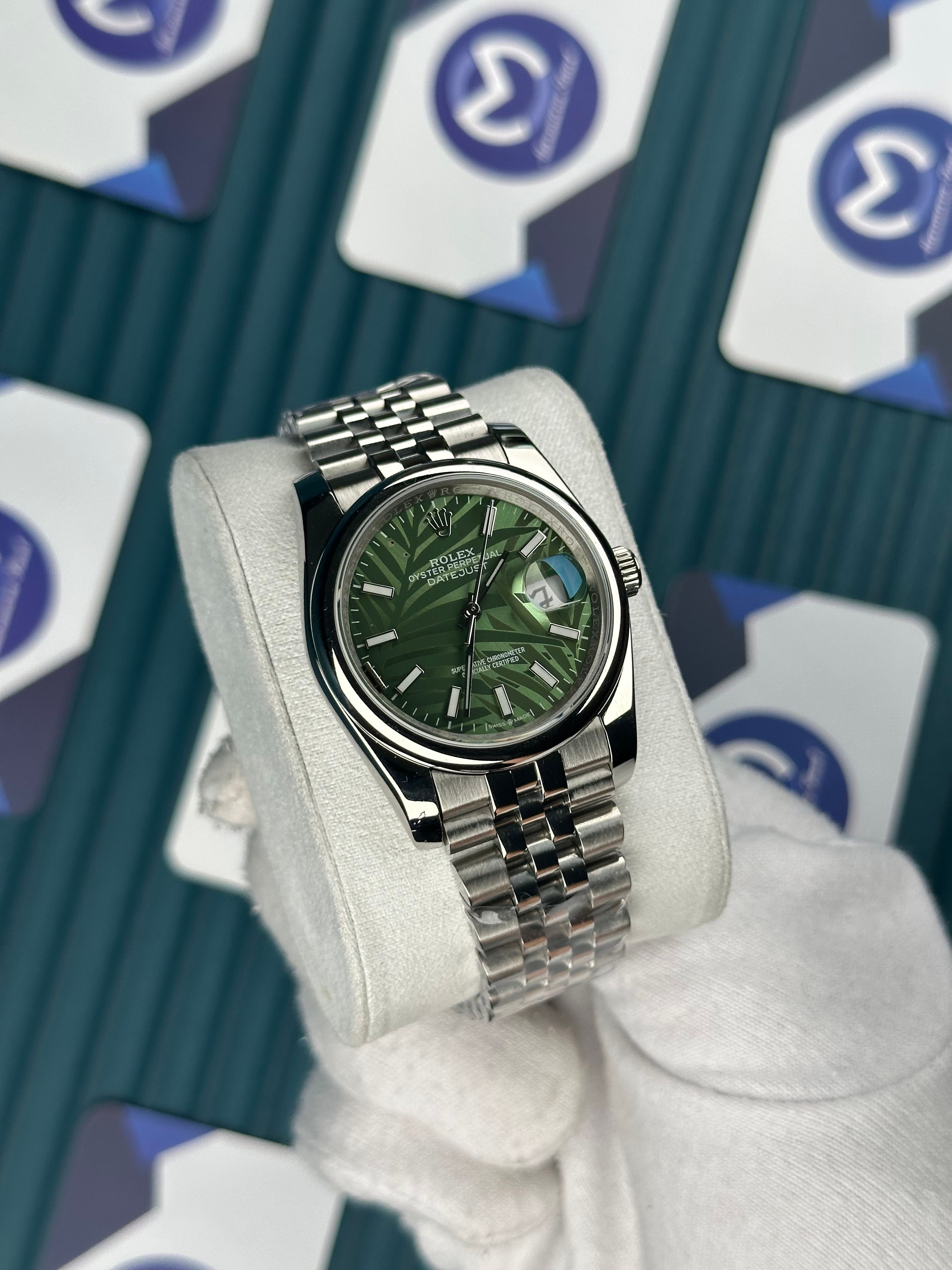 ROLEX 36 YEŞİL MOZAİK KADRAN OVAL BEZEL SILVER JUBILEE