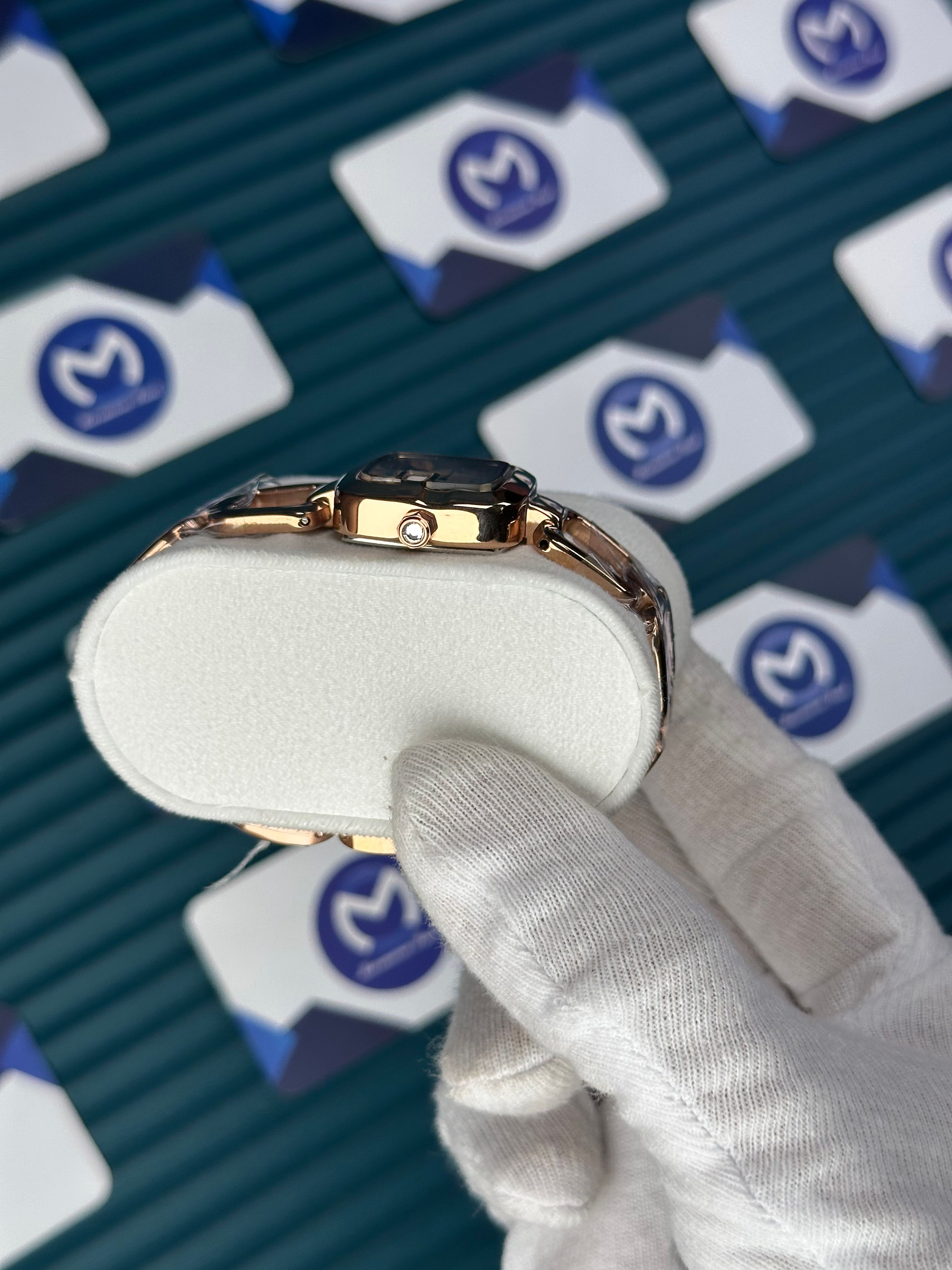 GUCCI WOMAN RING BRACELET WHITE DIAL ROSE CORD