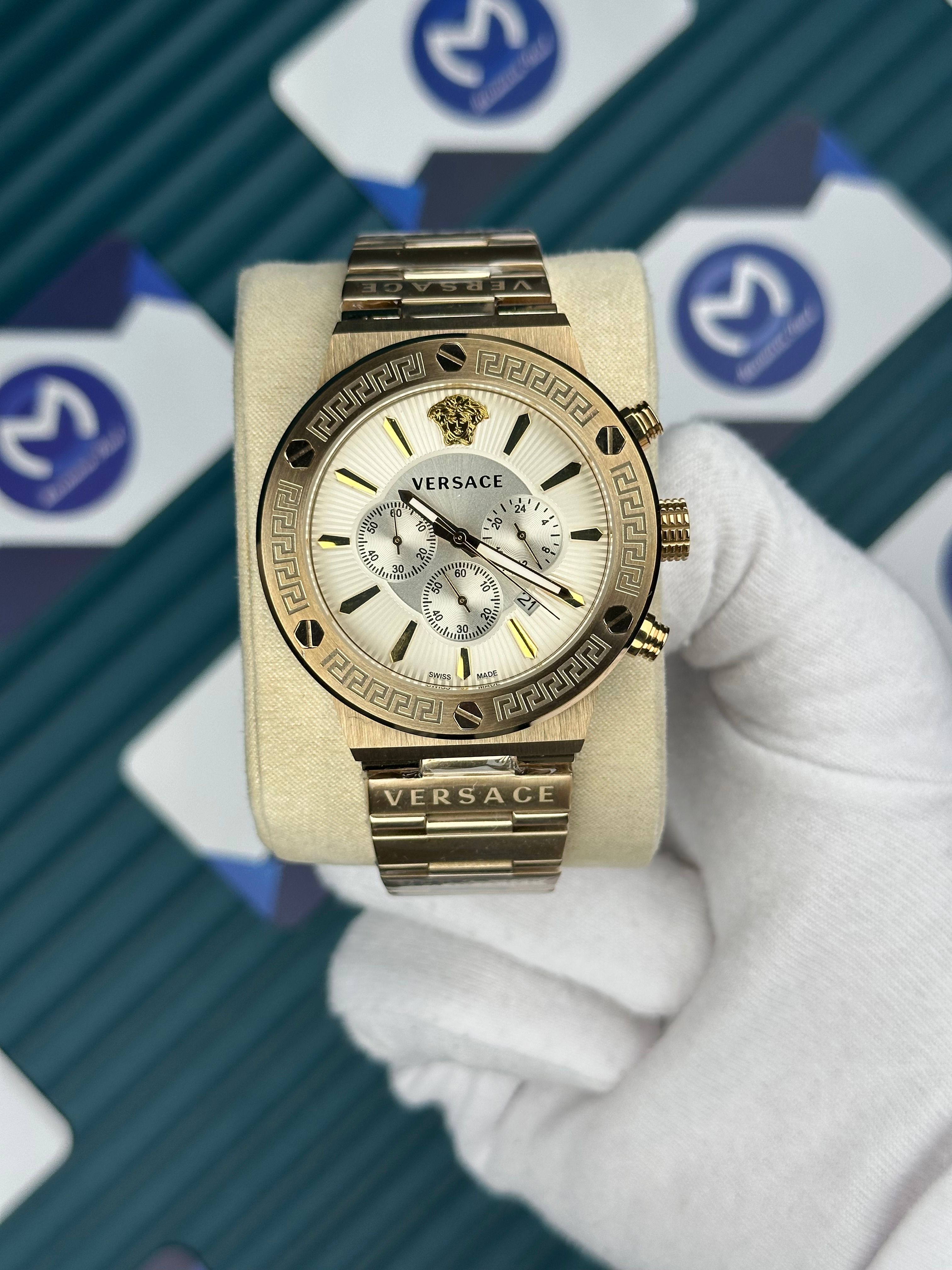 Versace Gold Kordon Üç Fonksiyon Beyaz Kadran
