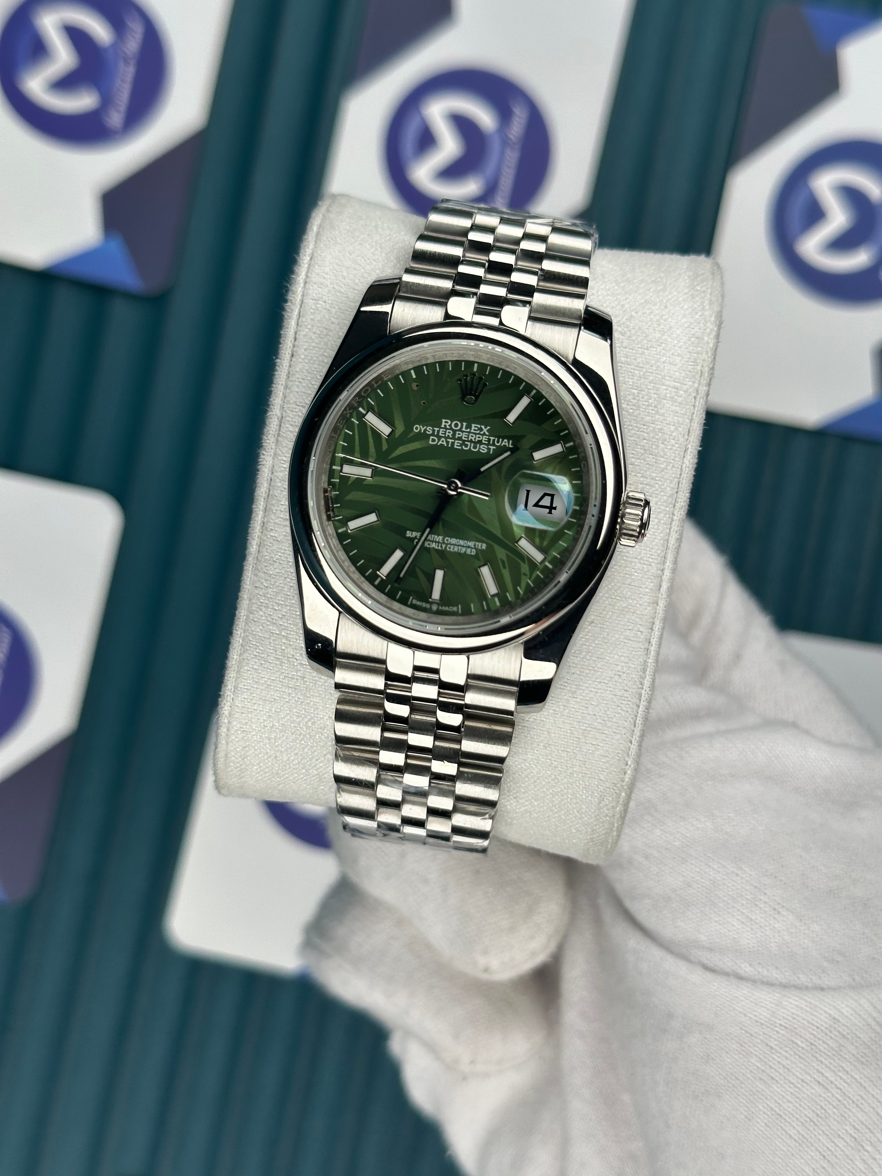 ROLEX 36 YEŞİL MOZAİK KADRAN OVAL BEZEL SILVER JUBILEE