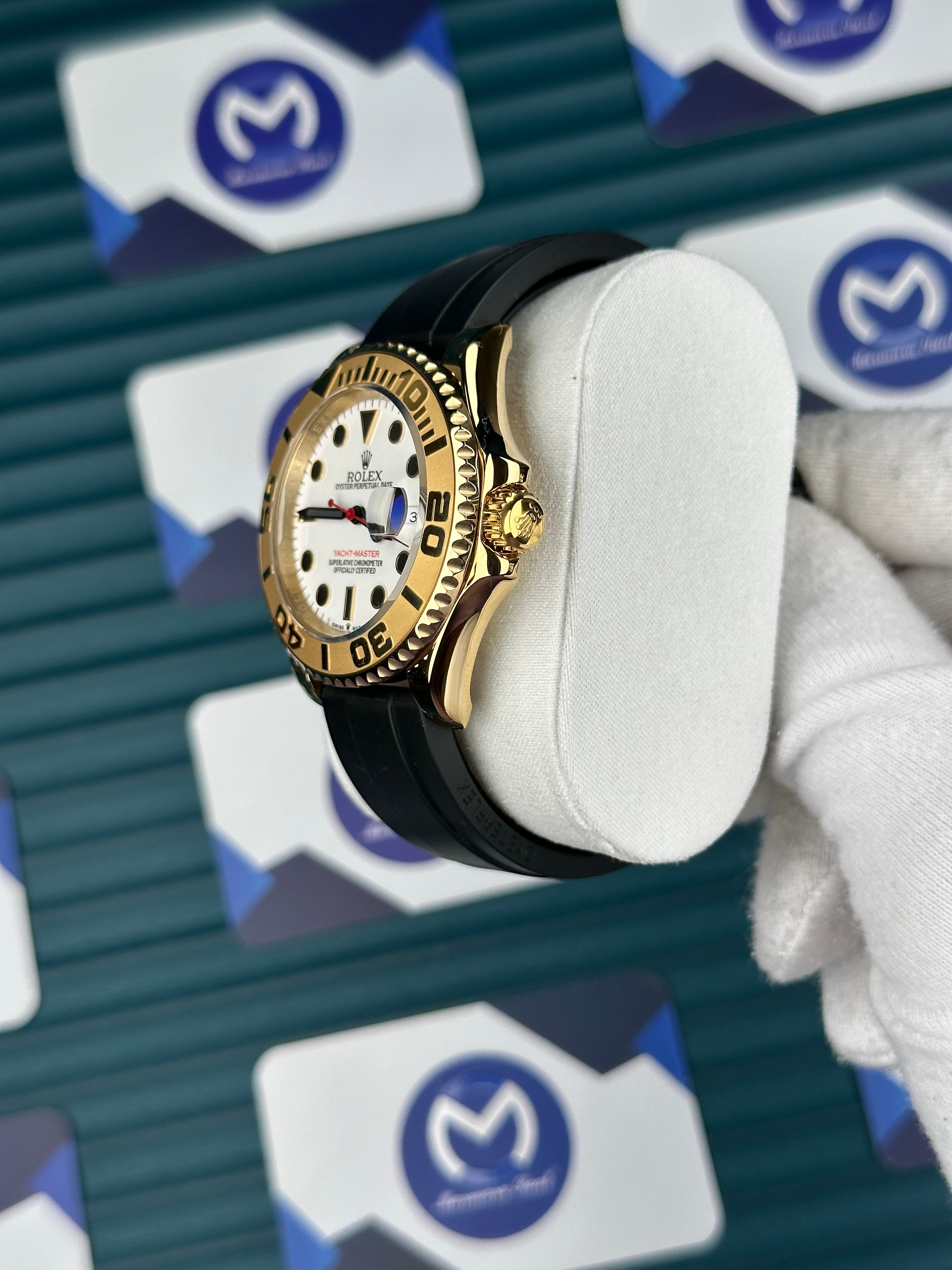 Rolex Yatch Master Gold Bezel Beyaz Kadran Oysterflex 