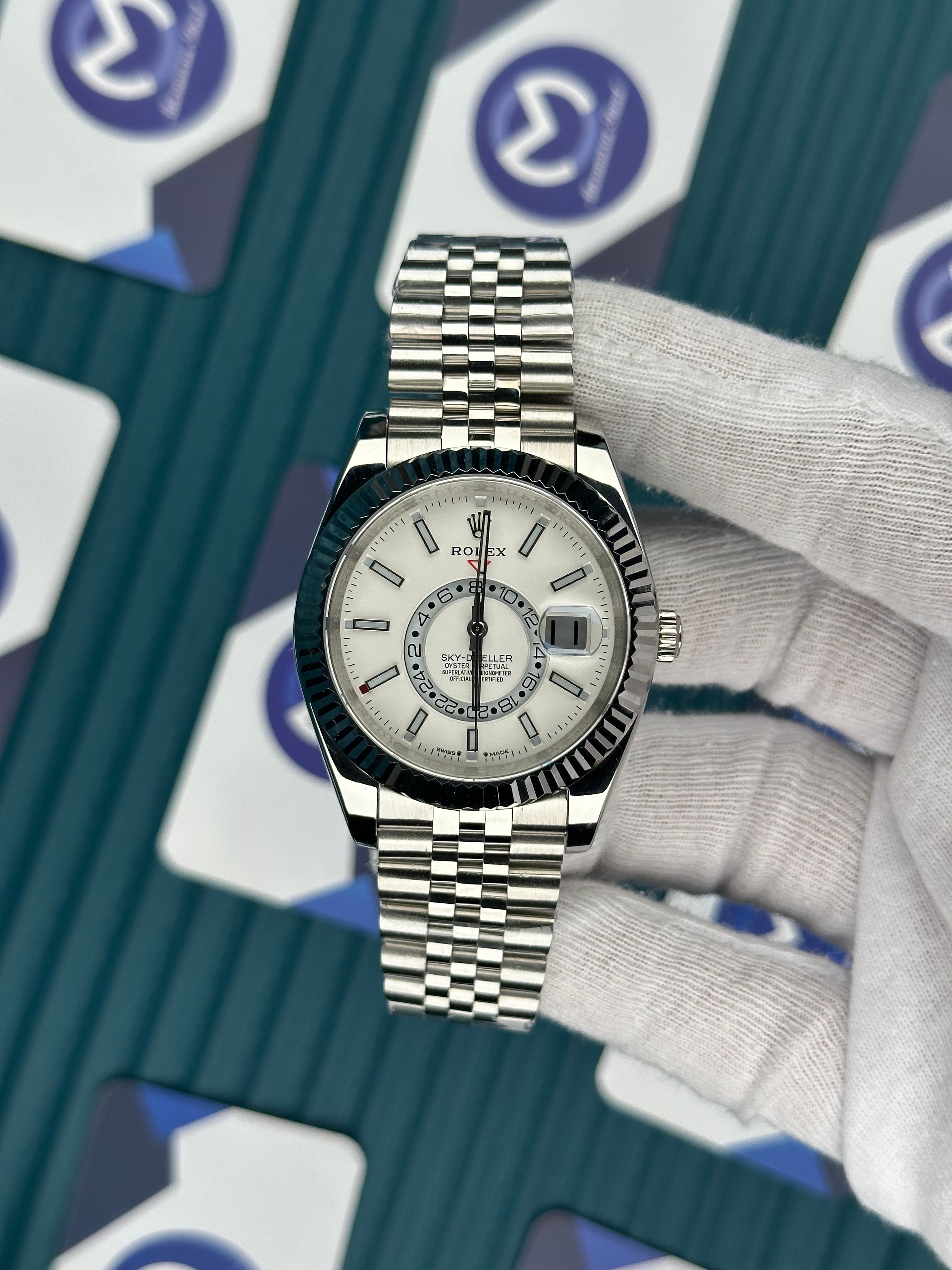 ROLEX SKYDWELLER WHITE DIAL SILVER JUBILE