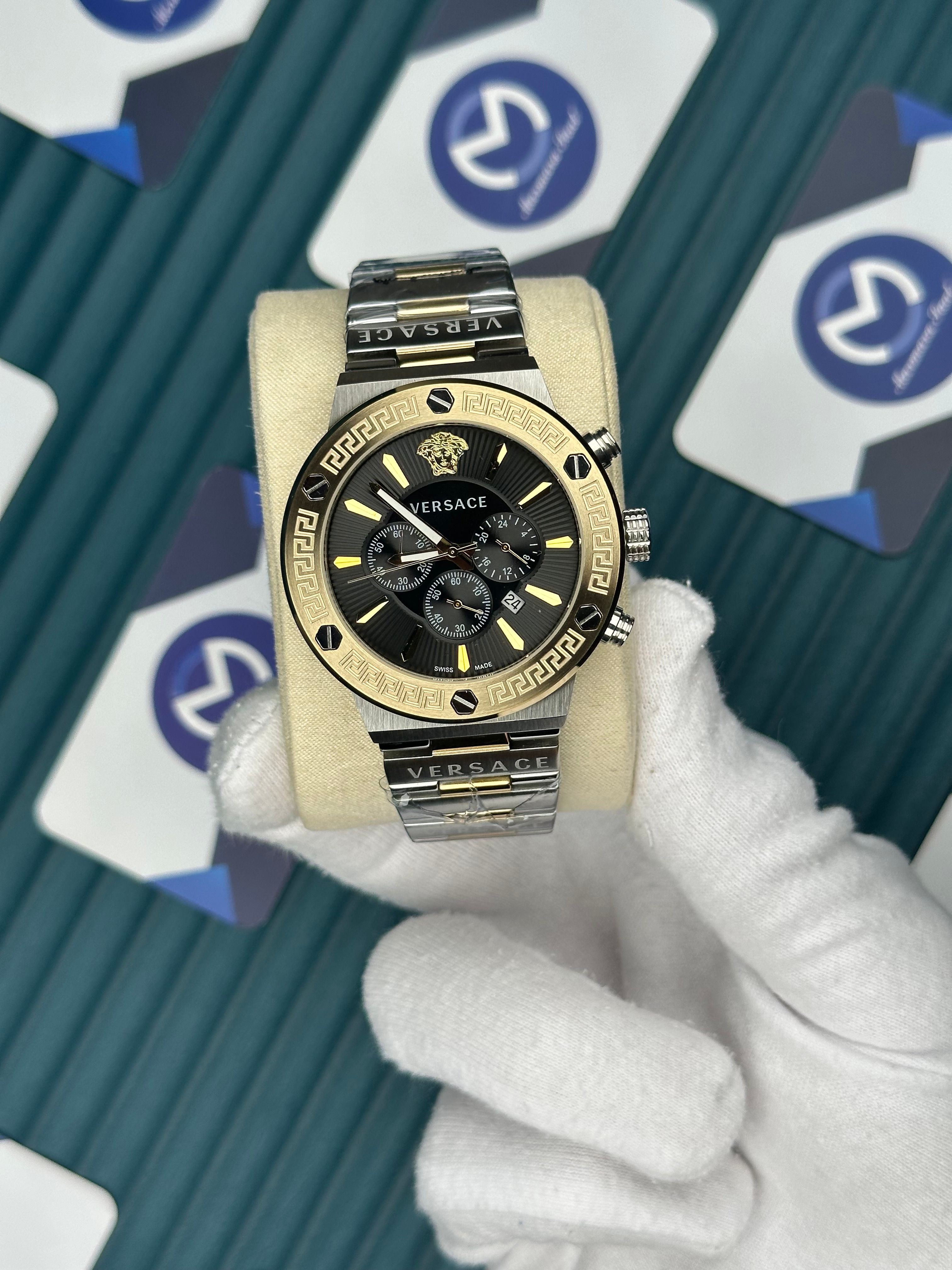 Versace Gold-Silver Siyah Kadran Fonksiyonlu