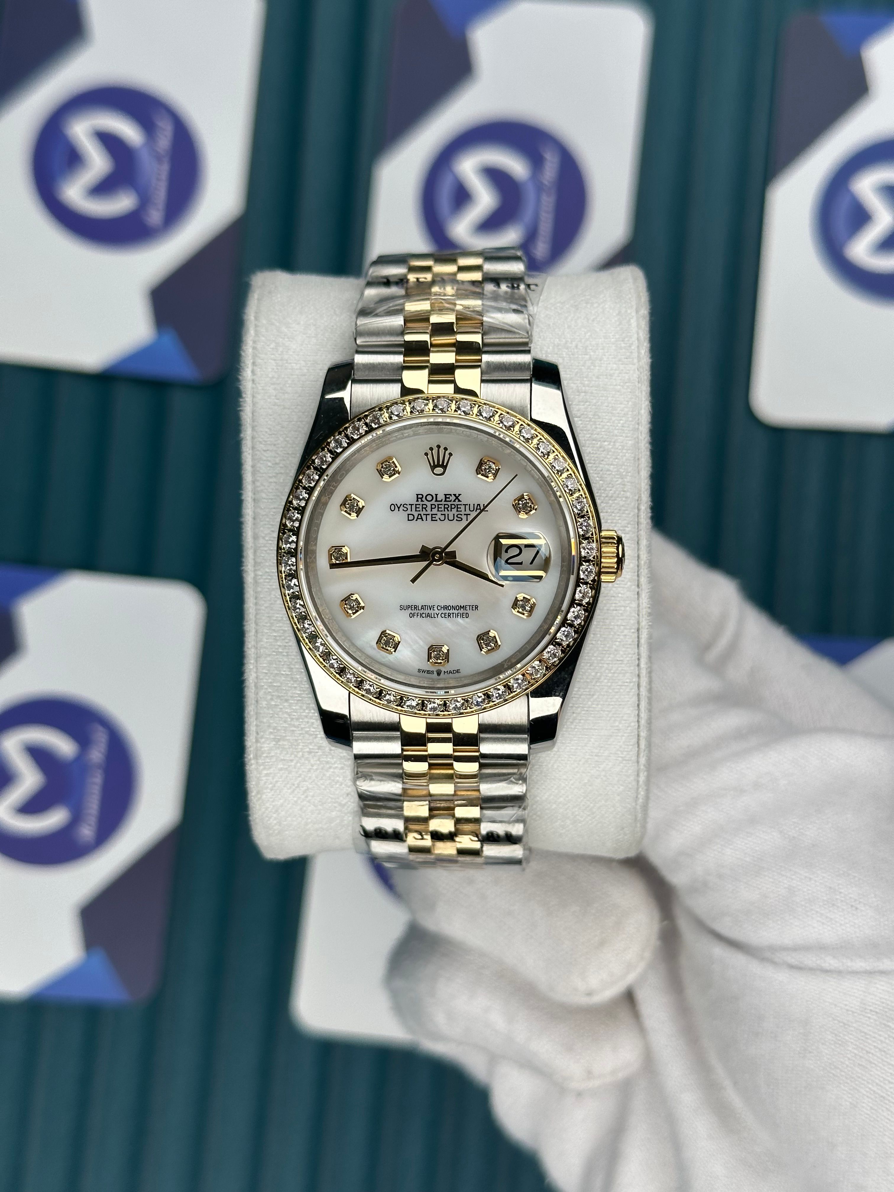 ROLEX 36 BEYAZ KADRAN PIRLANTA BEZEL INDEX GOLD-SILVER JUBILEE