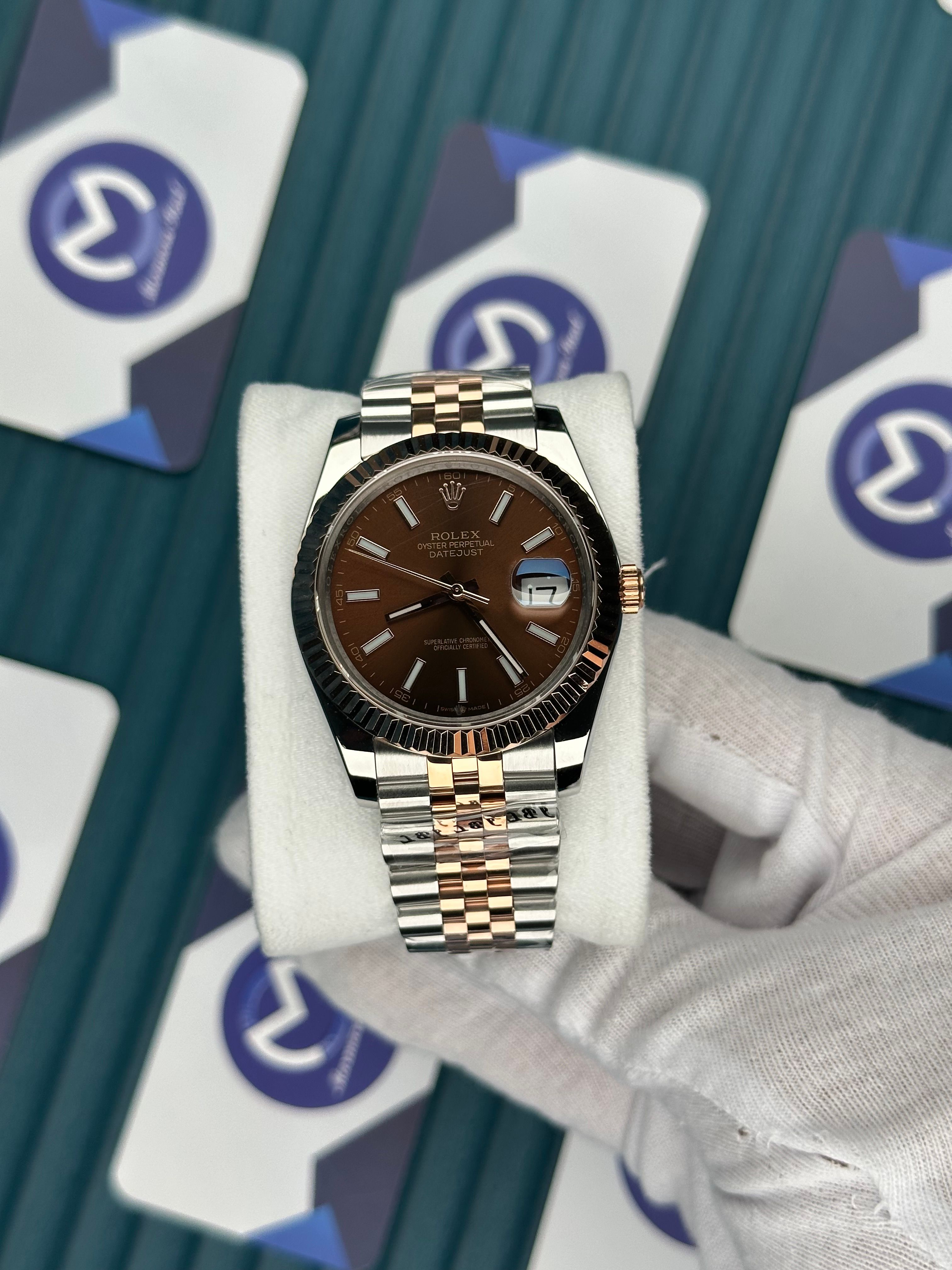 ROLEX DATEJUST CHOCOLATE ROSE-SILVER JUBILE