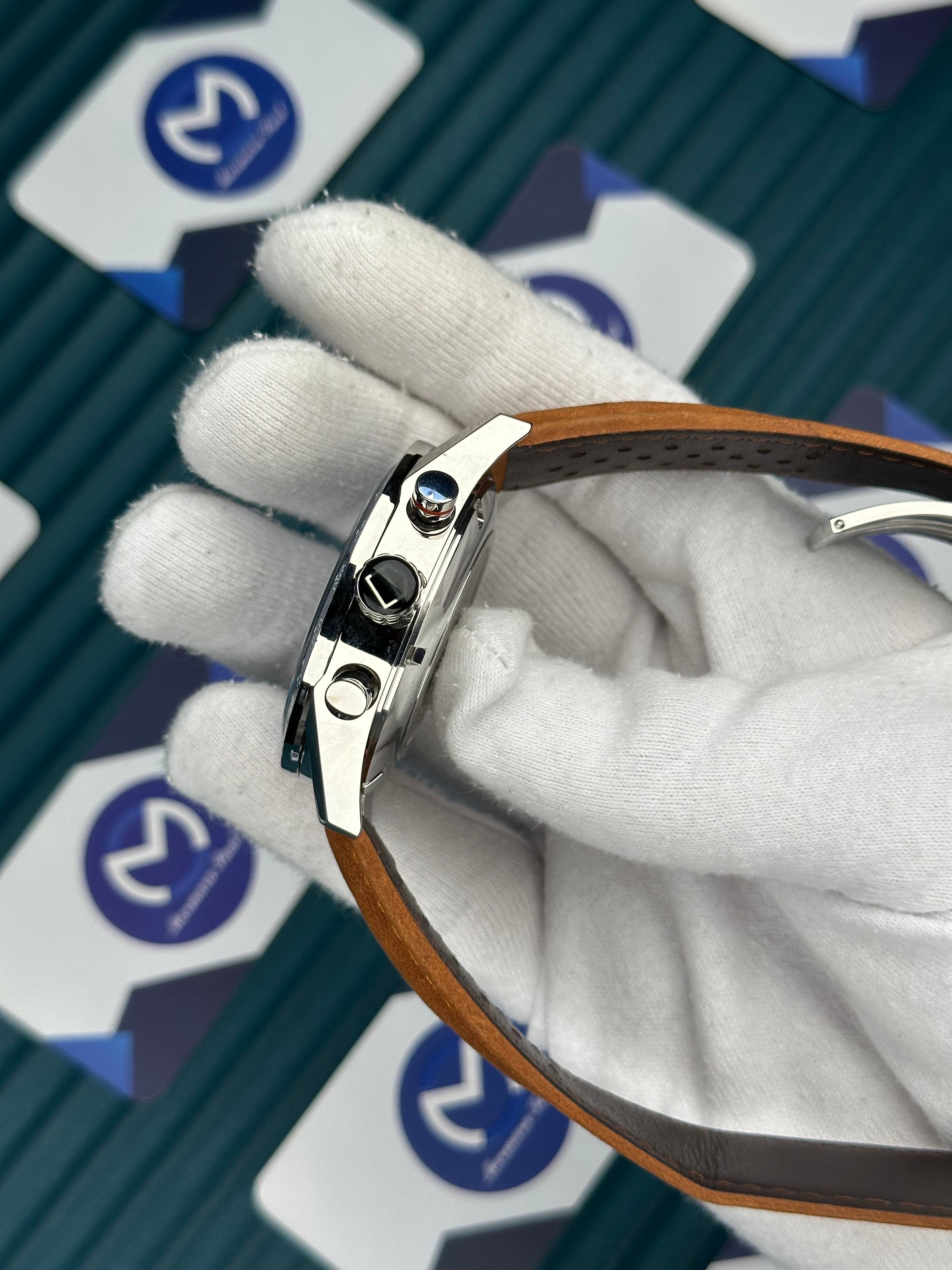 Tagheuer Carrera Mavi Kadran Kahverengi Deri Kordon
