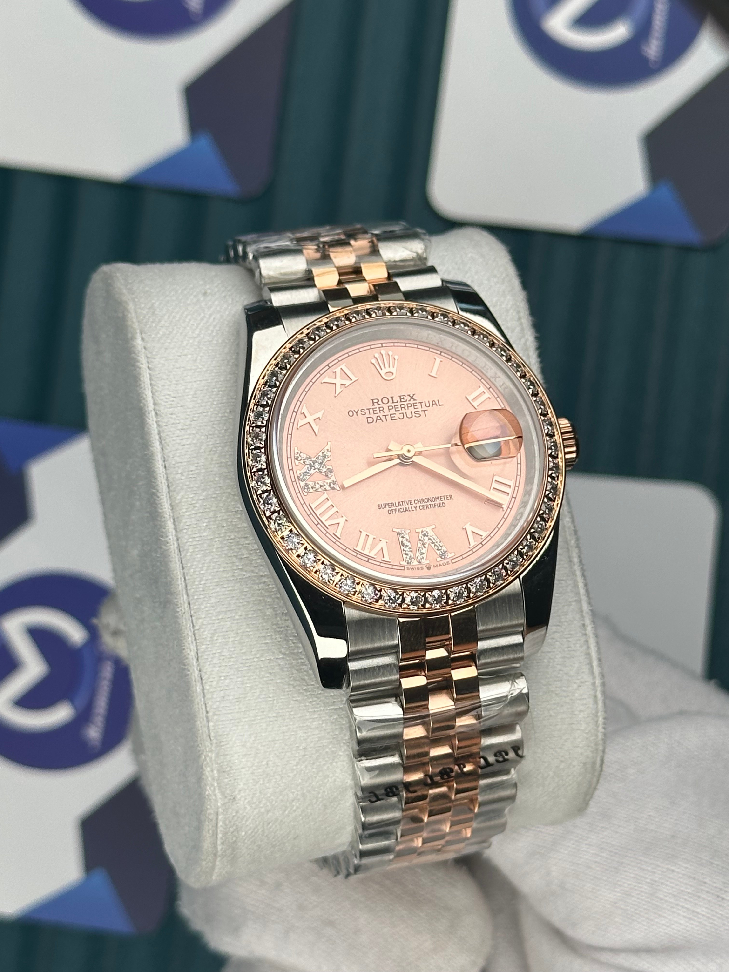 ROLEX 36 PEMBE KADRAN ROMA INDEX PIRLANTA BEZEL ROSE-SILVER JUBILEE